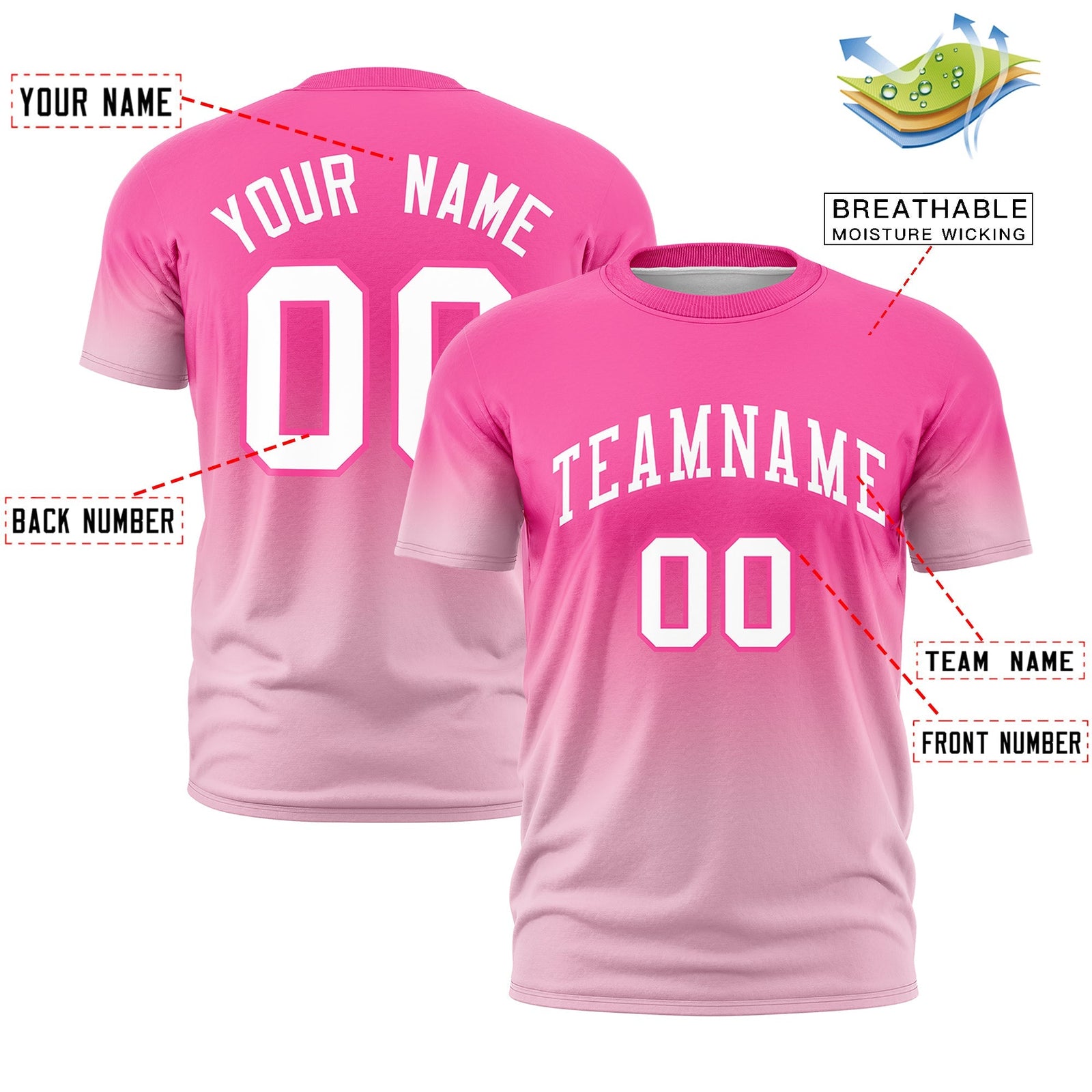Custom White Pink Gradient Fashion Lightweight T-shirt| KXKSHOP