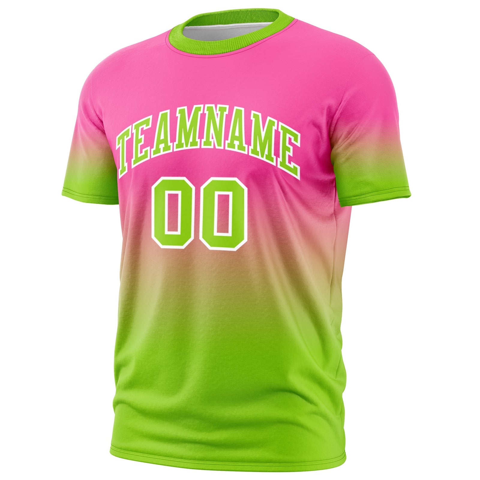 Custom Pink Neon Green White Gradient Fashion Quick Dry T-shirt| KXKSHOP