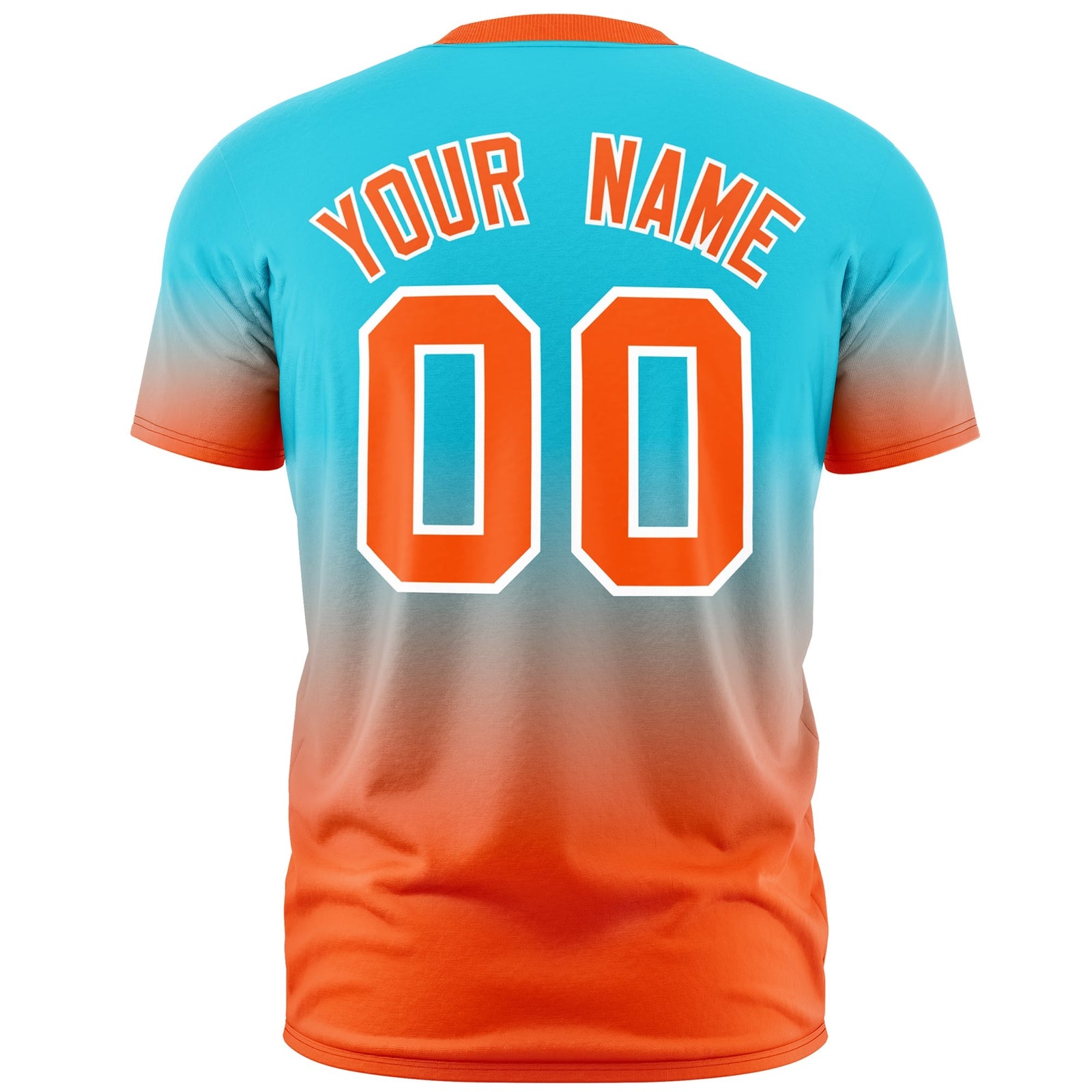 Custom Sky Blue Orange White Gradient Fashion Lightweight T-shirt| KXKSHOP