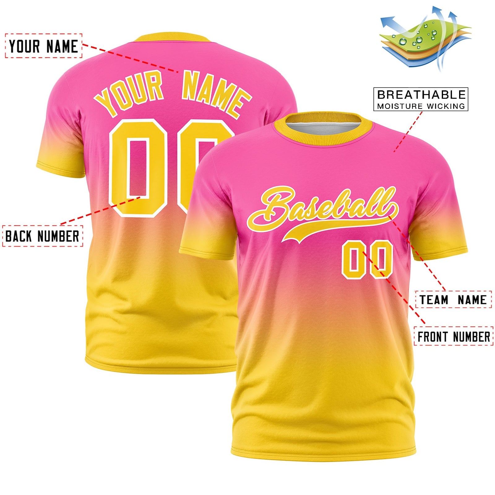 Custom Pink Gold White Gradient Fashion Lightweight T-shirt| KXKSHOP