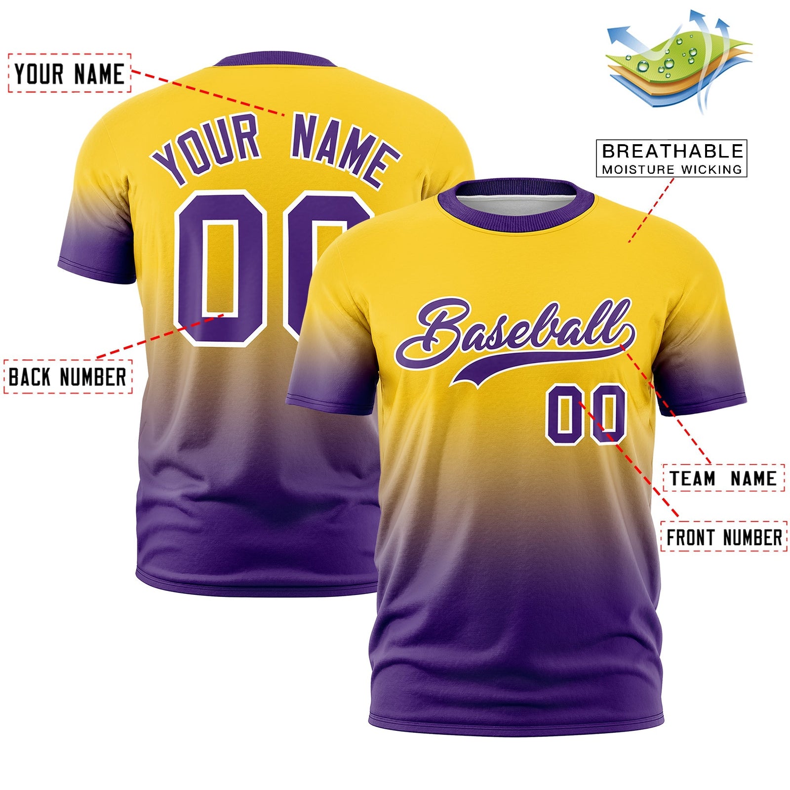 Custom Gold Purple White Gradient Fashion Lightweight T-shirt| KXKSHOP