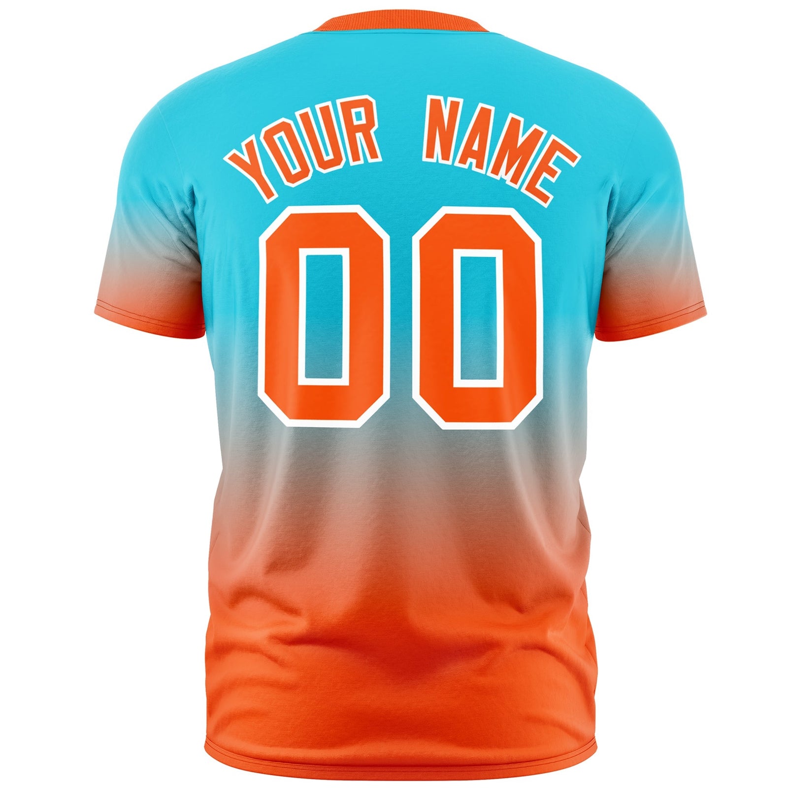 Custom Sky Blue Orange White Gradient Fashion Lightweight T-shirt| KXKSHOP