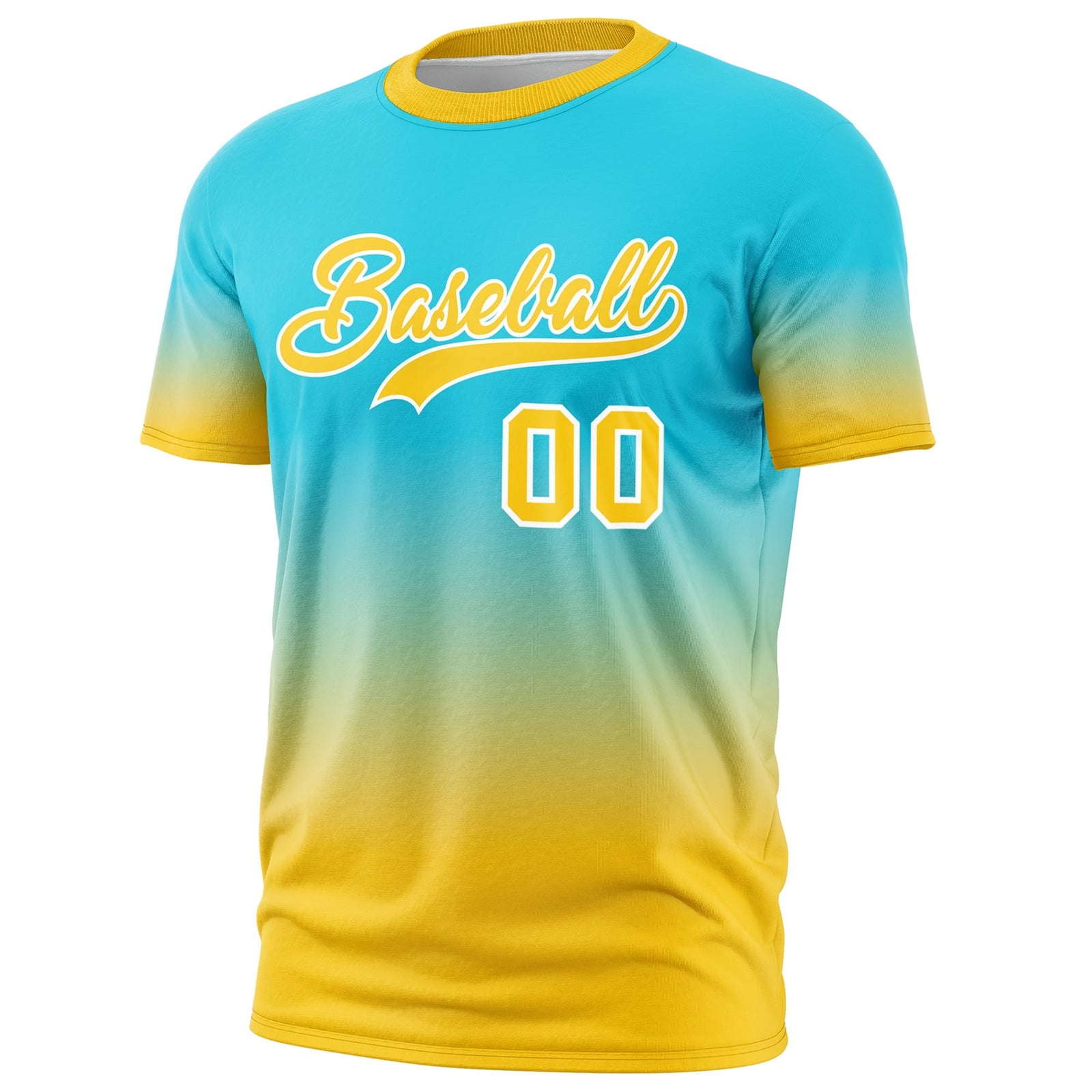 Custom Sky Blue Gold White Gradient Fashion Quick Dry T-shirt| KXKSHOP