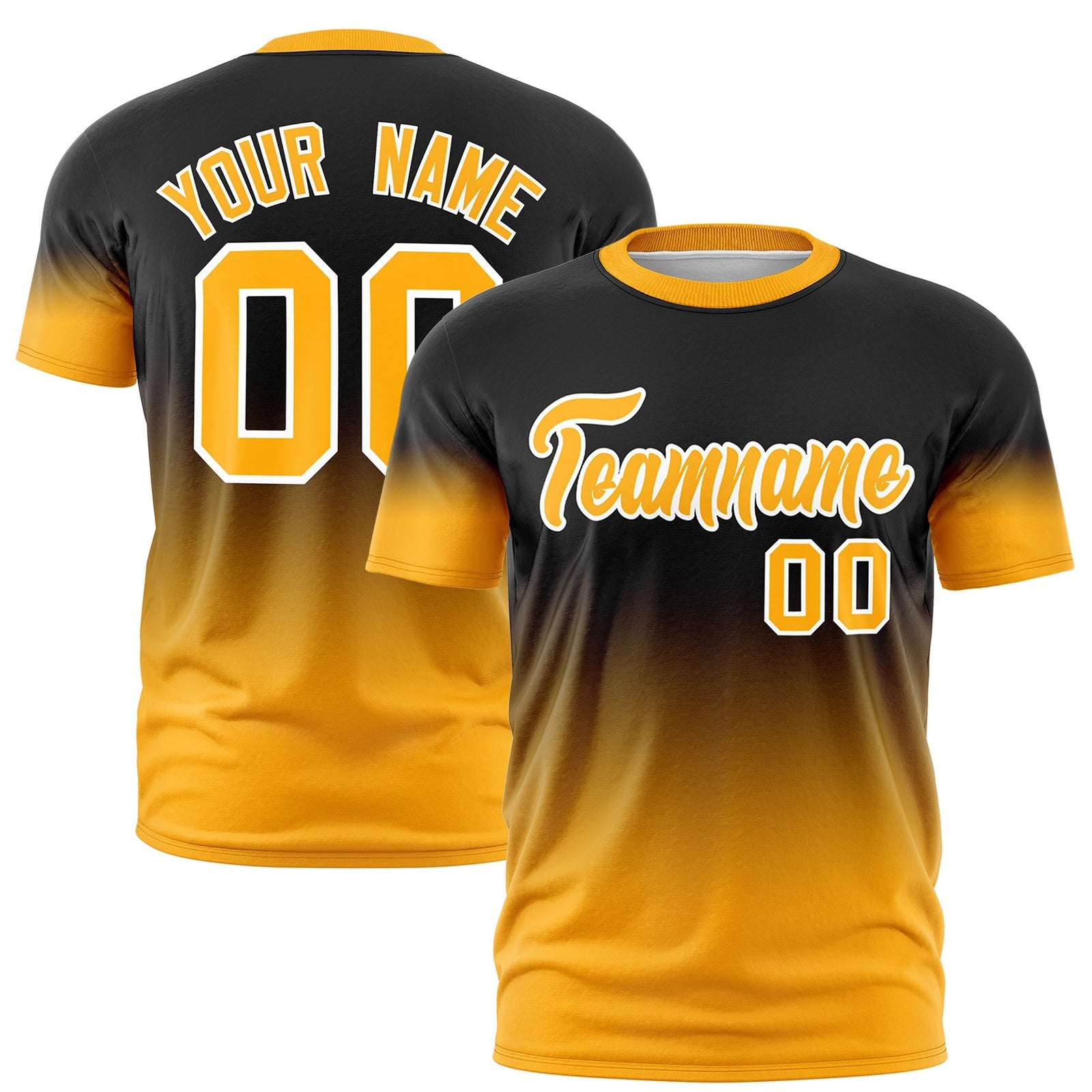Custom Black Yellow White Gradient Fashion Quick Dry T-shirt| KXKSHOP
