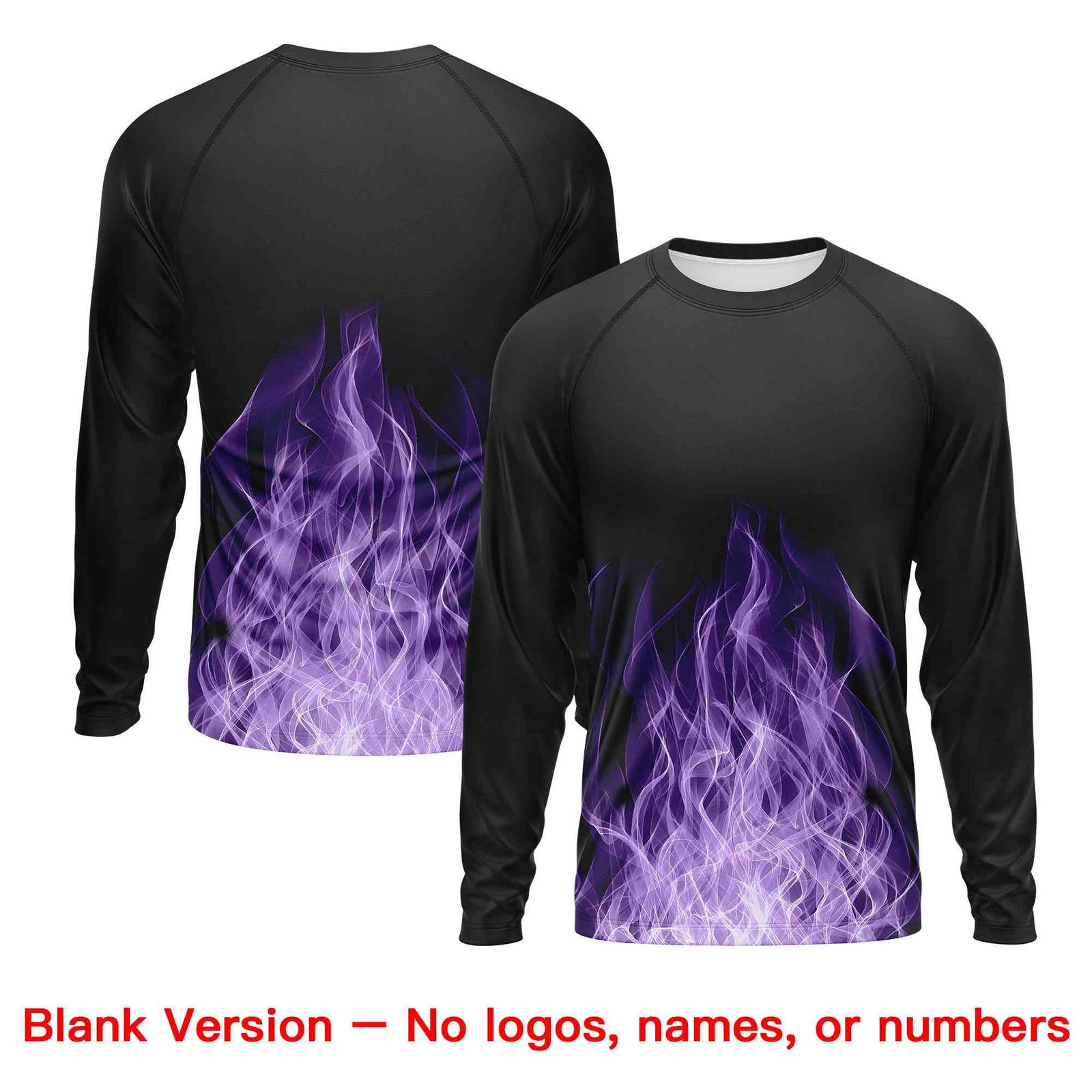 Custom Black Purple Colorful Flame Pattern Long Sleeve Performance T-Shirt| KXKSHOP