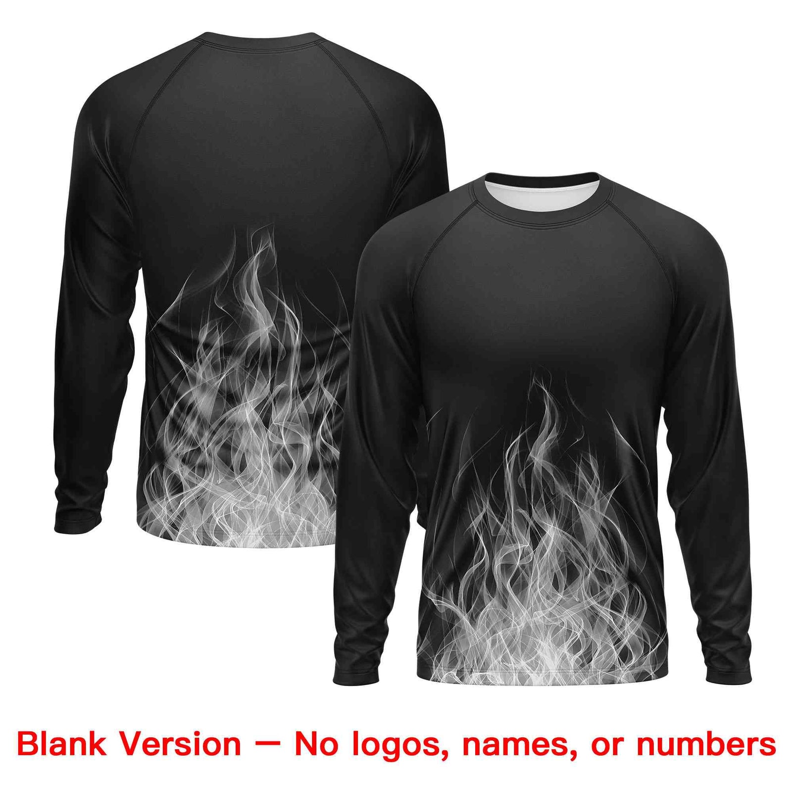 Custom Black Gray Colorful Flame Pattern Long Sleeve Performance T-Shirt| KXKSHOP