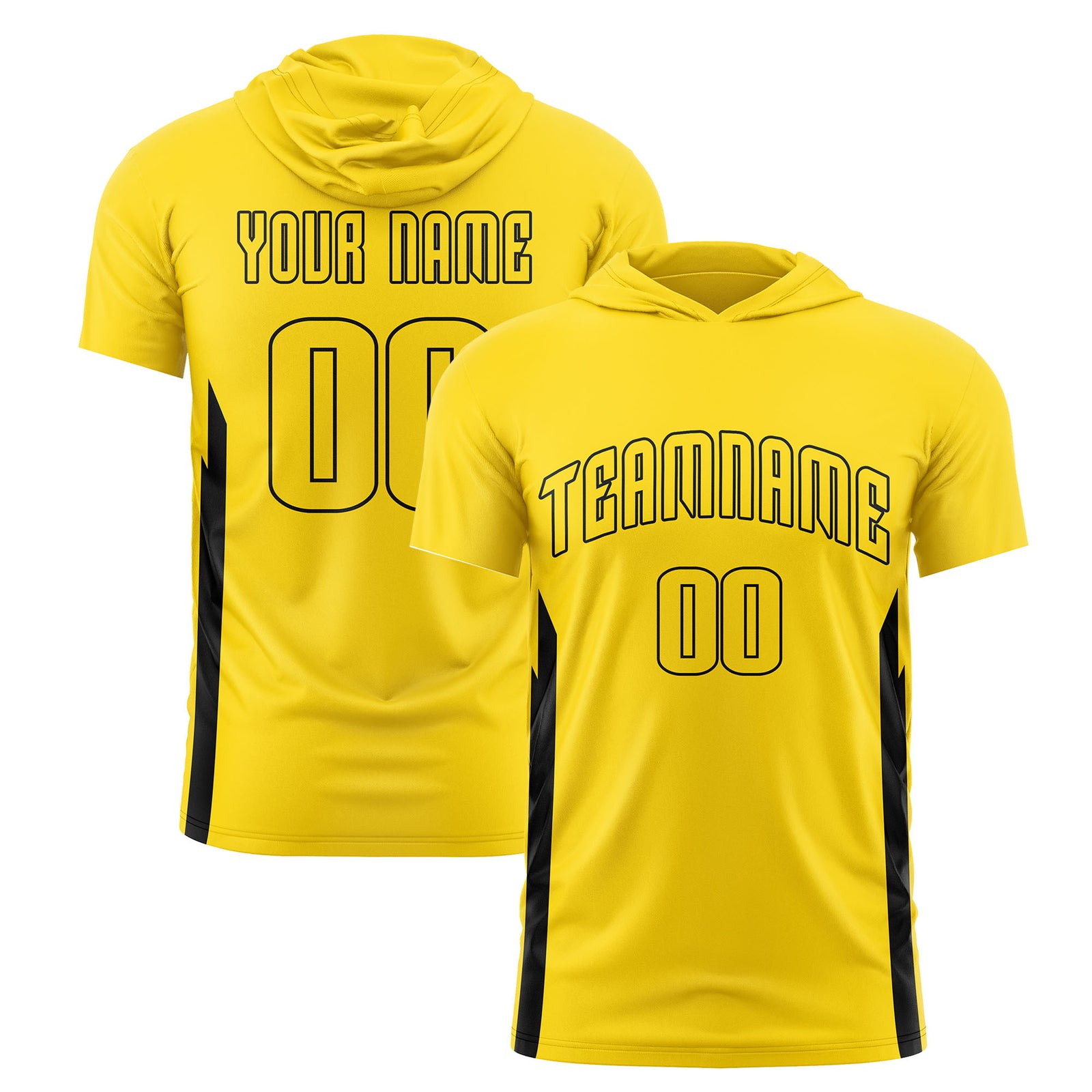 Custom Black Hoodie Short Sleeves Quick Dry Lightweight