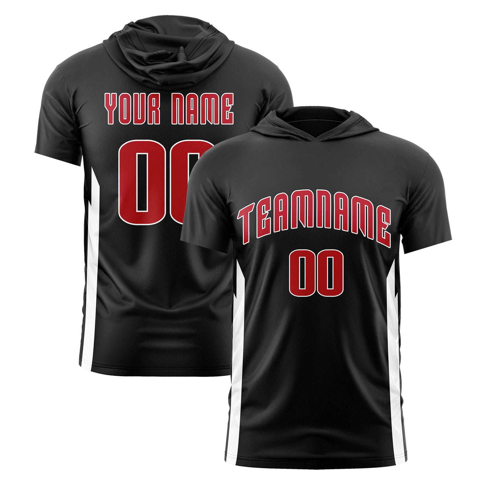Custom Black Hoodie Short Sleeves Quick Dry Lightweight