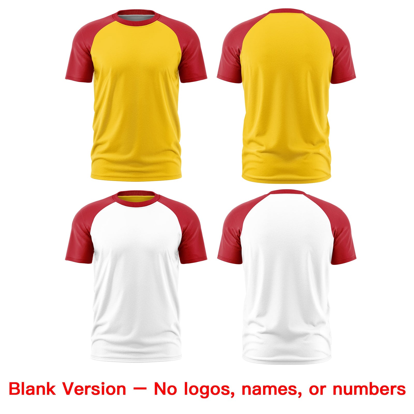 Custom Gold Red White Reversible Raglan Sleeves Moisture-Wicking T-shirt| KXKSHOP