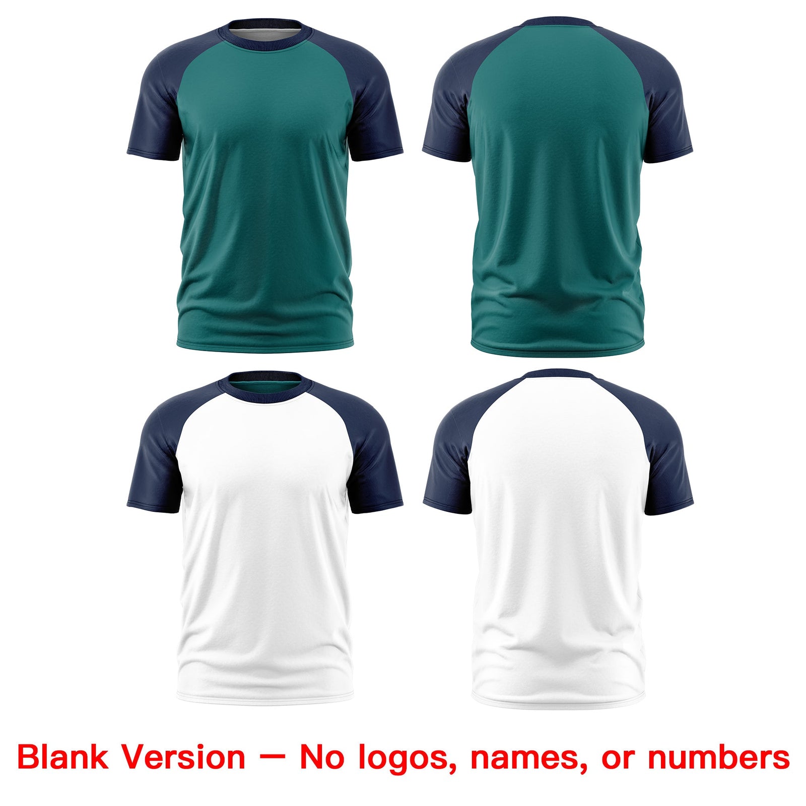 Custom Teal Navy Silver Reversible Raglan Sleeves Moisture-Wicking T-shirt| KXKSHOP