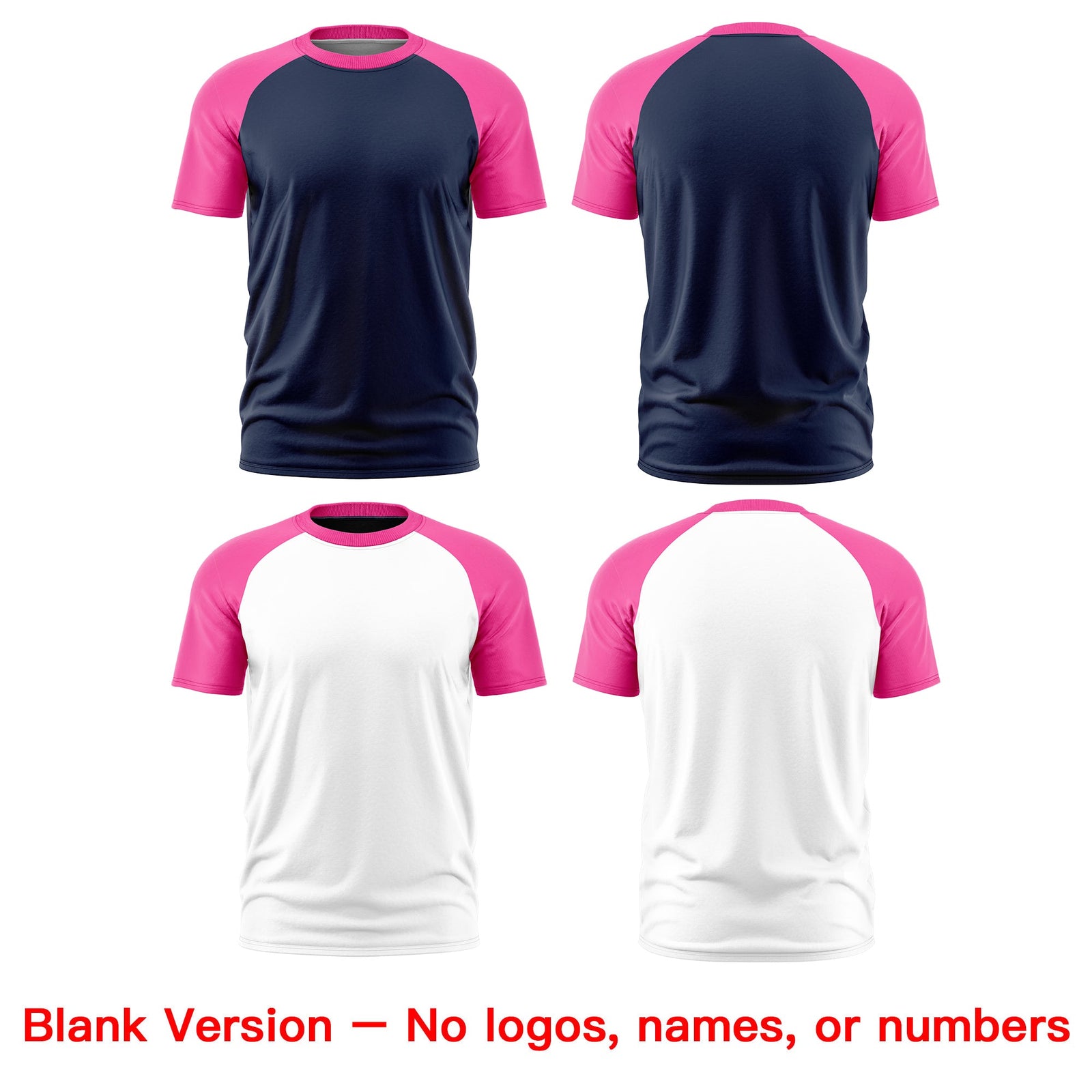 Custom White Pink Navy Reversible Raglan Sleeves Moisture-Wicking T-shirt| KXKSHOP