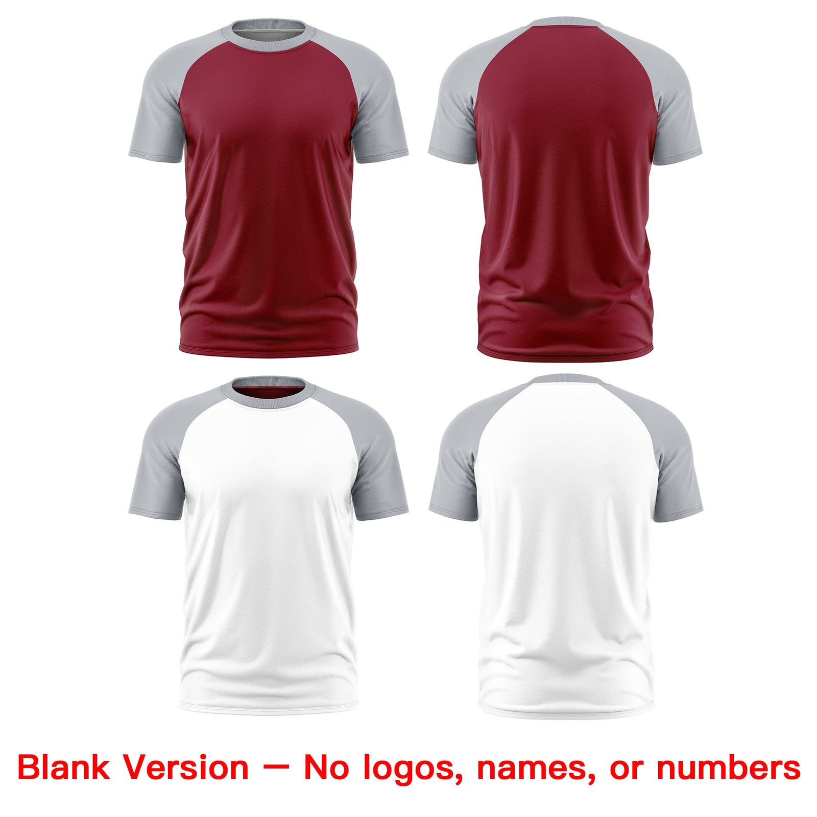 Custom Crimson Silver White Reversible Raglan Sleeves Moisture-Wicking T-shirt| KXKSHOP
