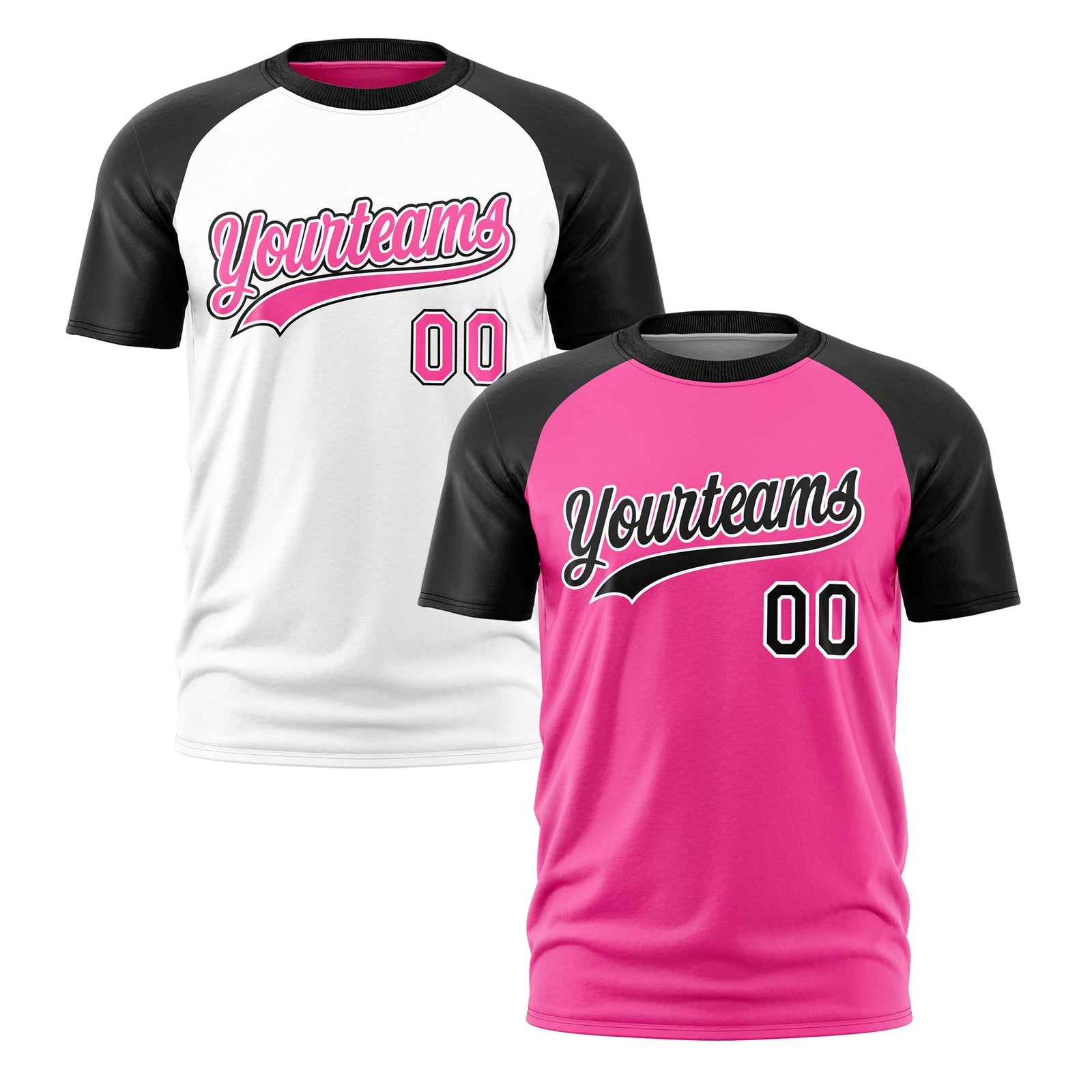 Custom Pink Black White Reversible Raglan Sleeves Moisture-Wicking T-shirt| KXKSHOP