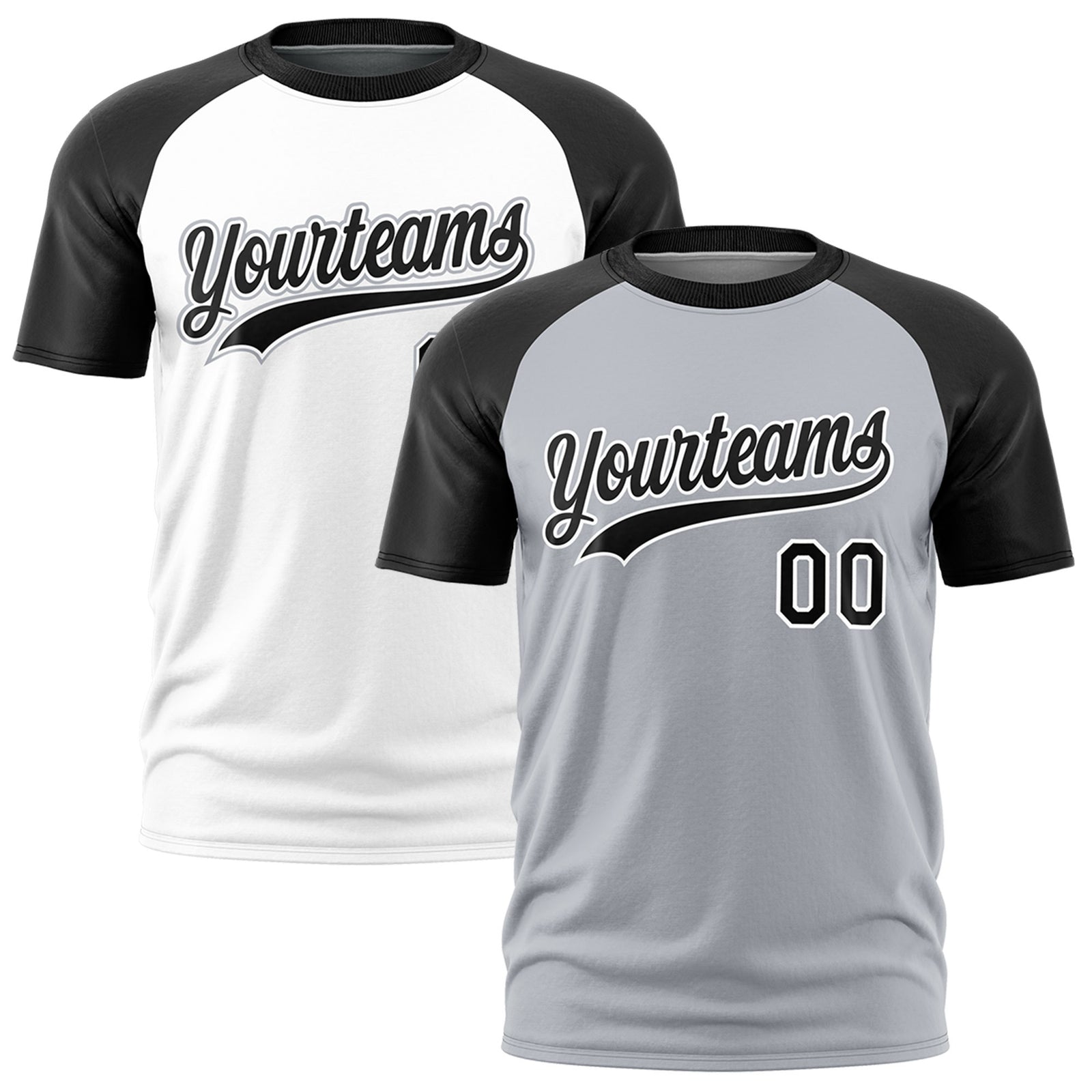 Custom Silver Black White Reversible Raglan Sleeves Quick Dry T-shirt| KXKSHOP