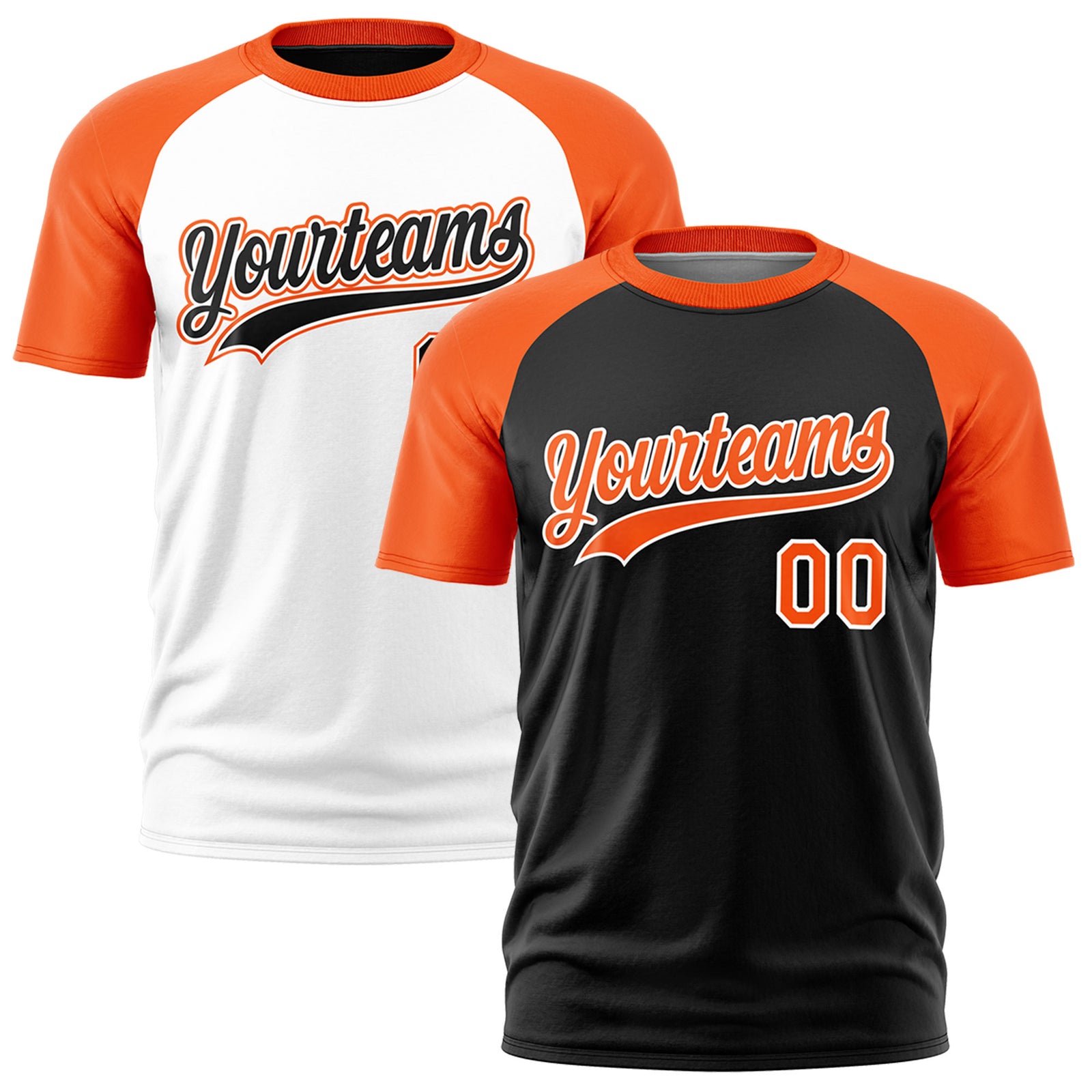 Custom Black Orange White Reversible Raglan Sleeves Quick Dry T-shirt| KXKSHOP