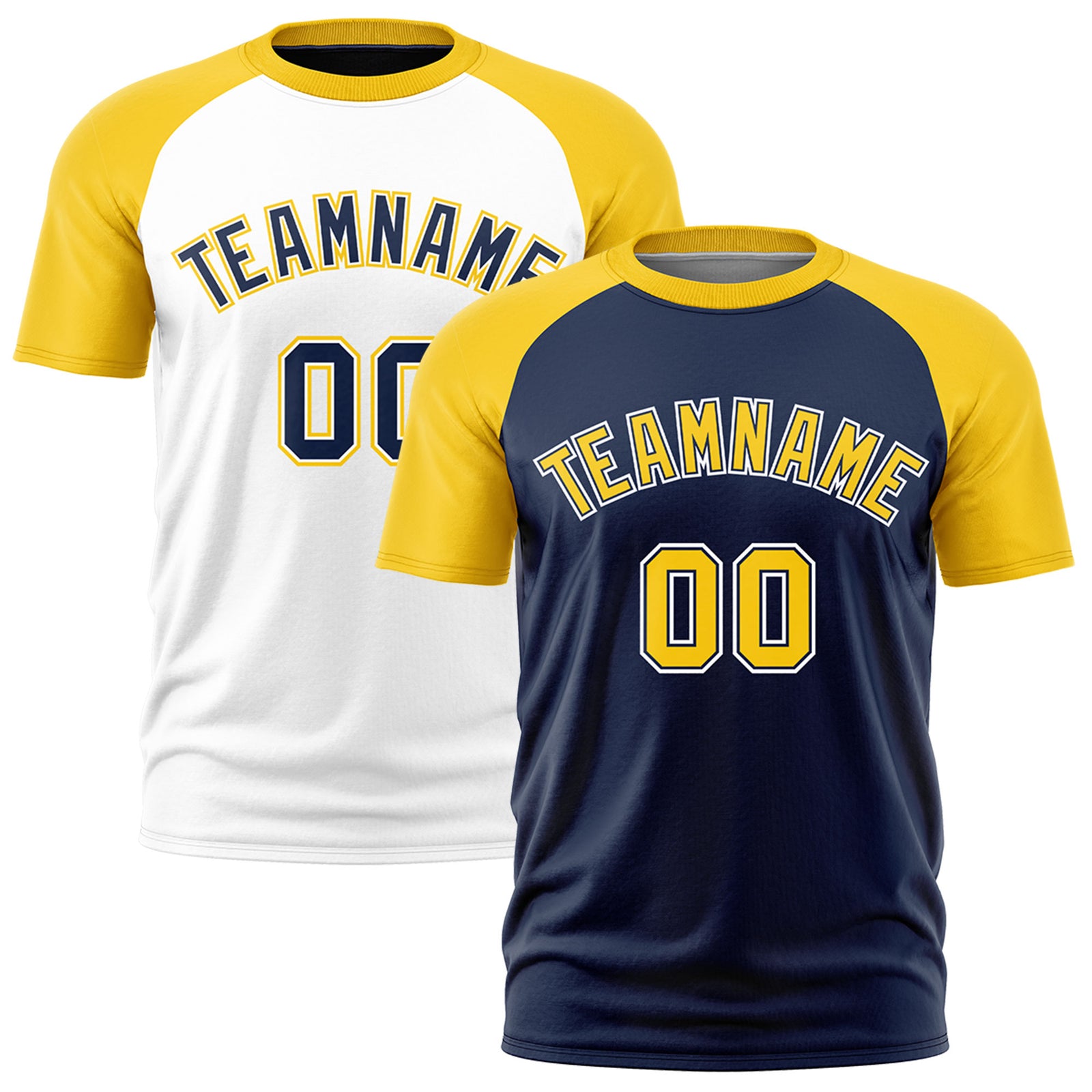 Custom Navy Gold White Reversible Raglan Sleeves Quick Dry T-shirt| KXKSHOP