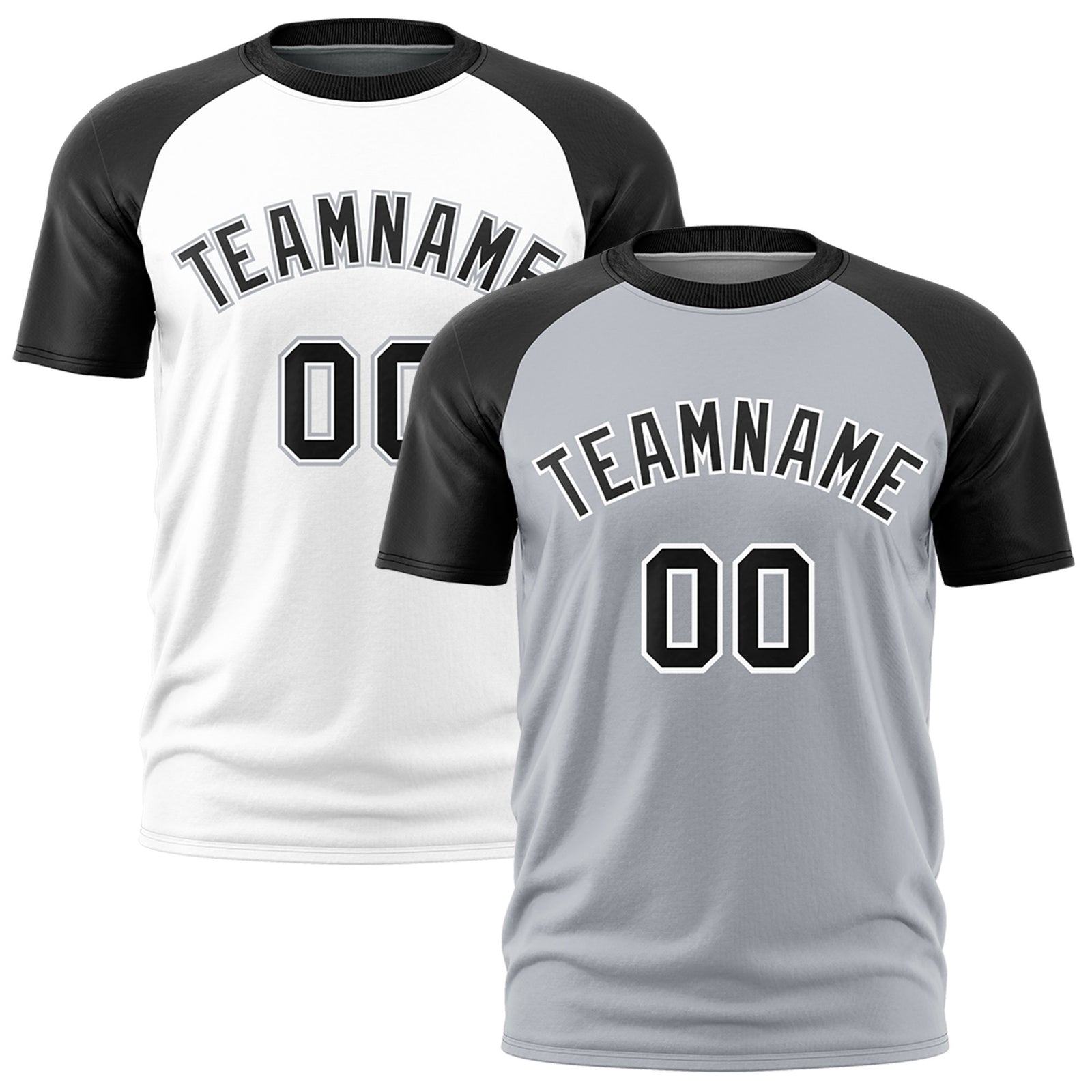 Custom Silver Black White Reversible Raglan Sleeves Quick Dry T-shirt| KXKSHOP