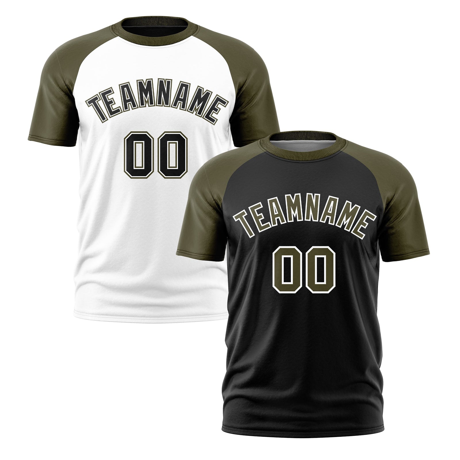 Custom Black Olive White Reversible Raglan Sleeves Quick Dry T-shirt| KXKSHOP
