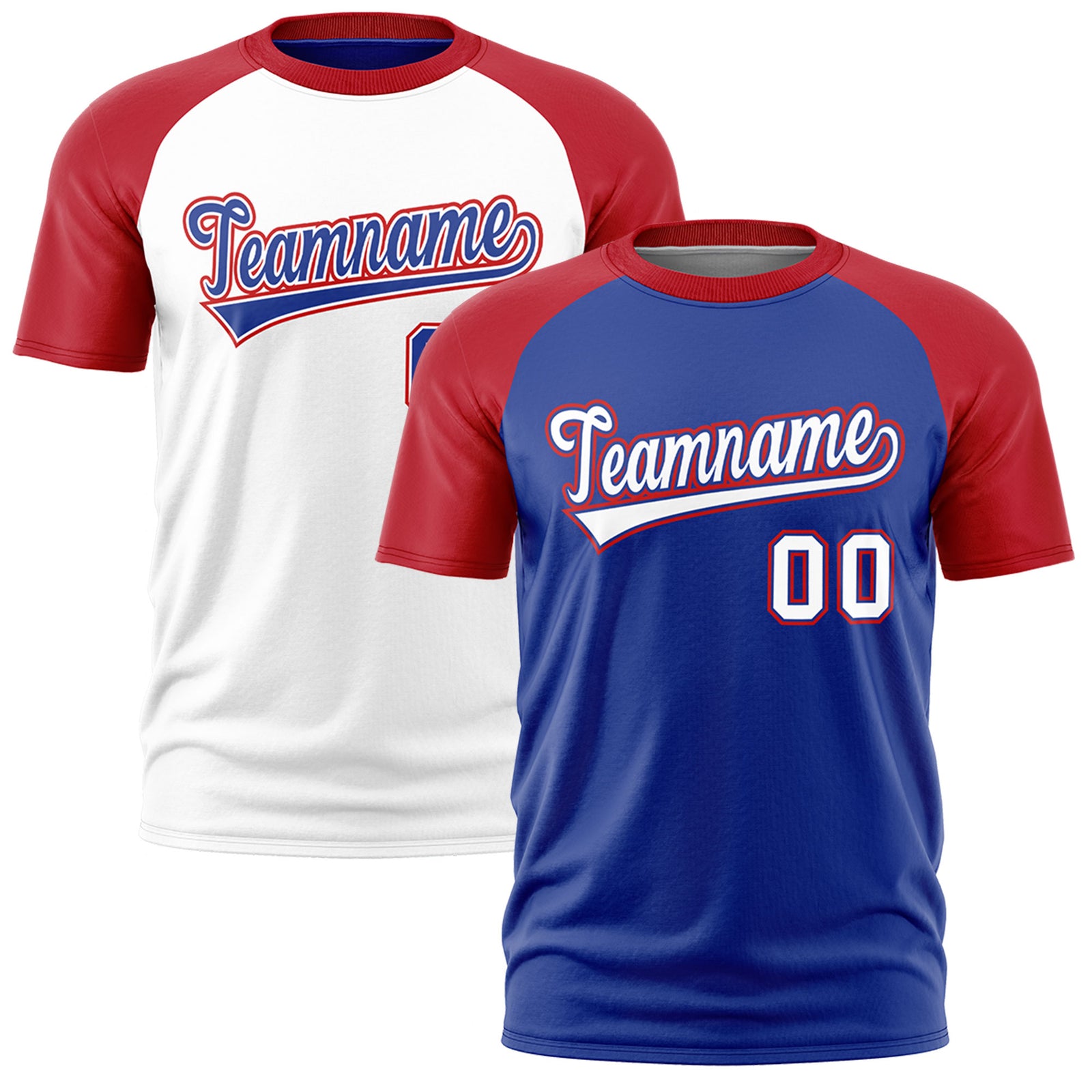 Custom Royal Blue Red White Reversible Raglan Sleeves Quick Dry T-shirt| KXKSHOP