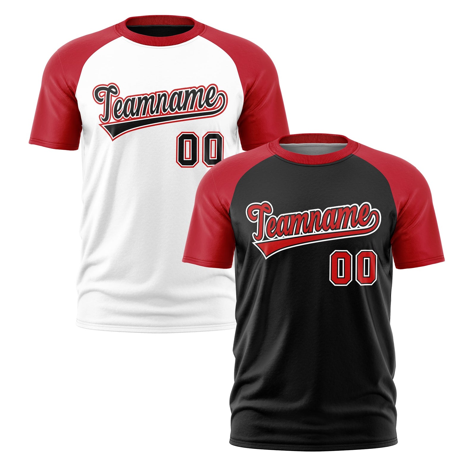 Custom Red Black White Reversible Raglan Sleeves Moisture-Wicking T-shirt| KXKSHOP
