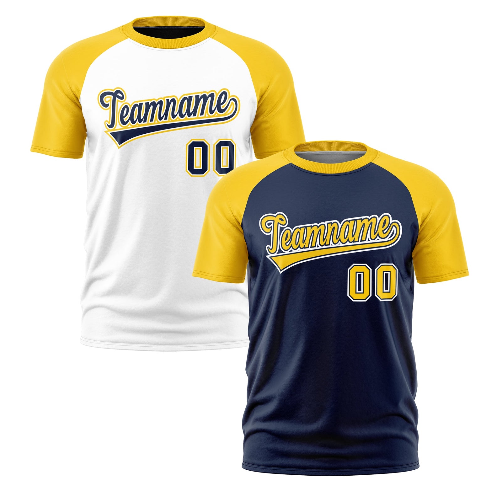 Custom Navy Gold White Reversible Raglan Sleeves Quick Dry T-shirt| KXKSHOP