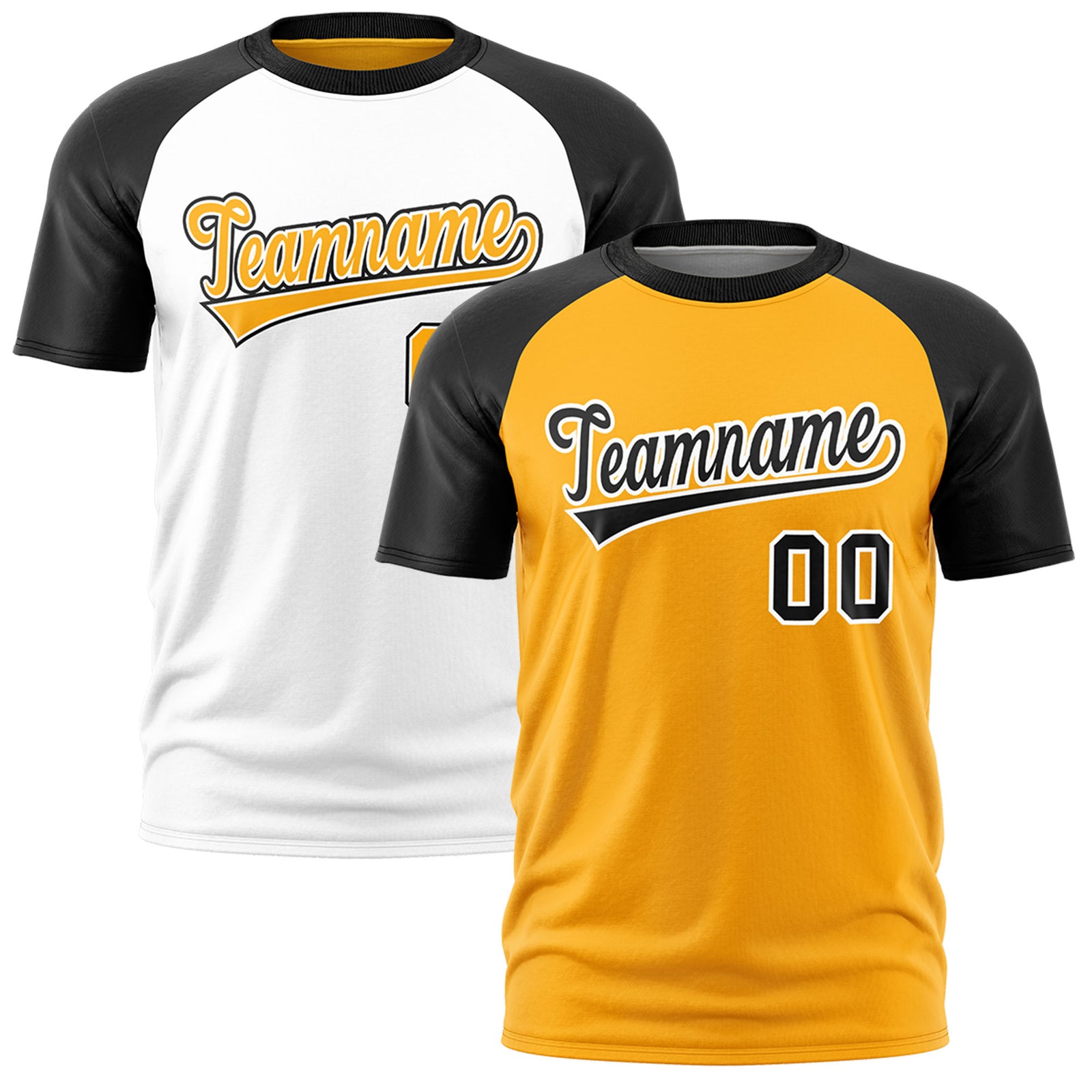 Custom Yellow Black White Reversible Raglan Sleeves Quick Dry T-shirt| KXKSHOP