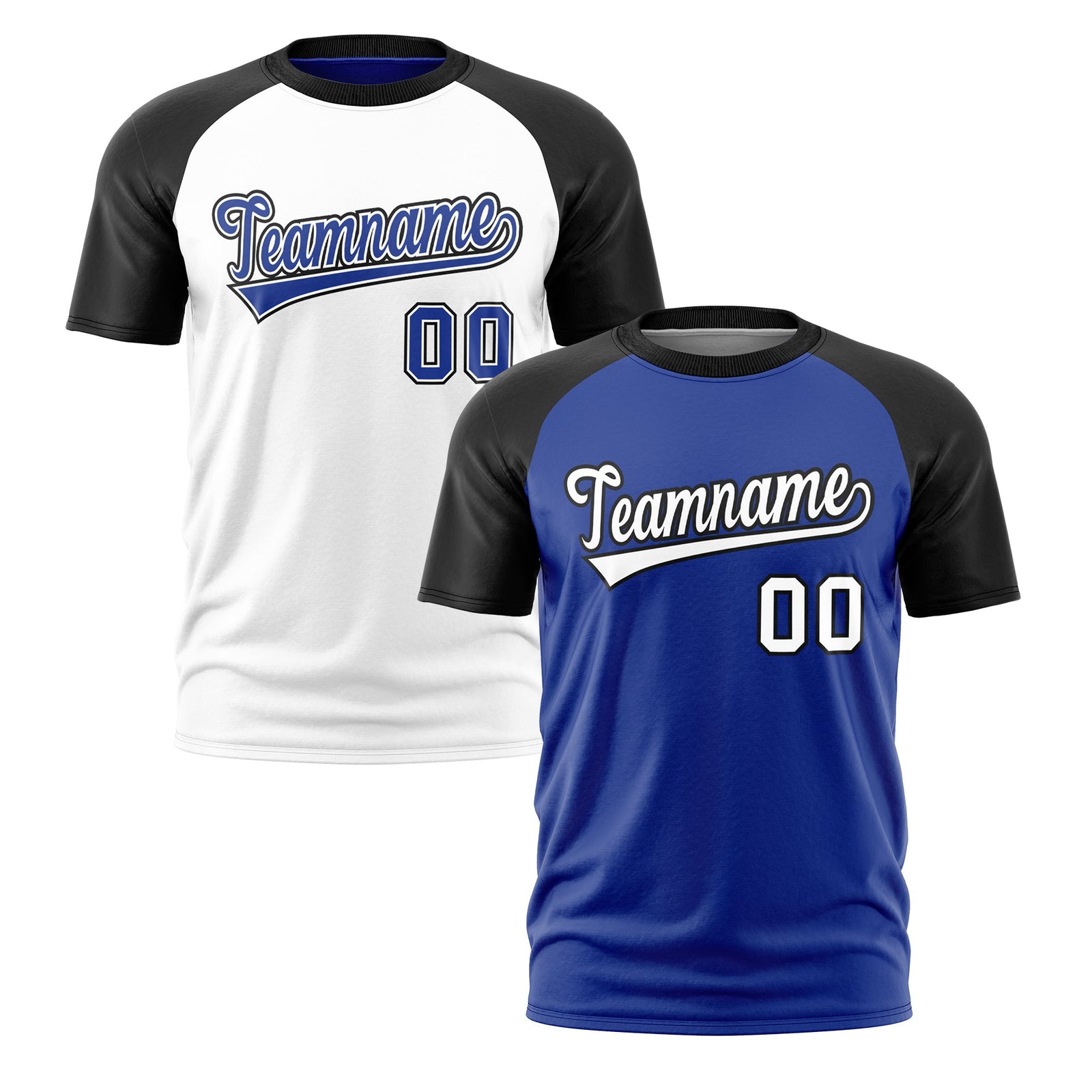 Custom Royal Blue Black White Reversible Raglan Sleeves Moisture-Wicking T-shirt| KXKSHOP