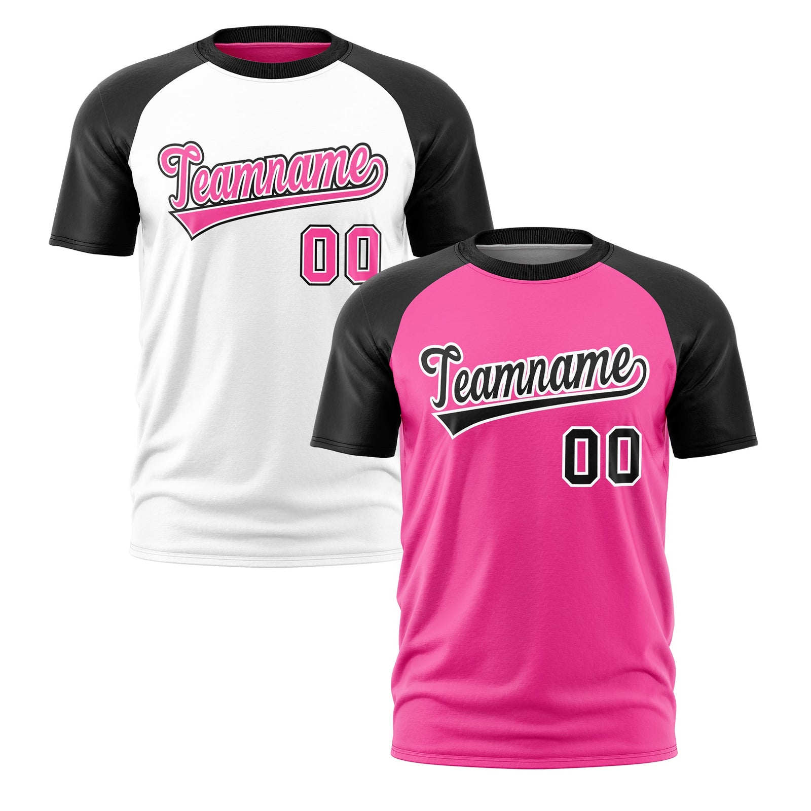 Custom Pink Black White Reversible Raglan Sleeves Moisture-Wicking T-shirt| KXKSHOP