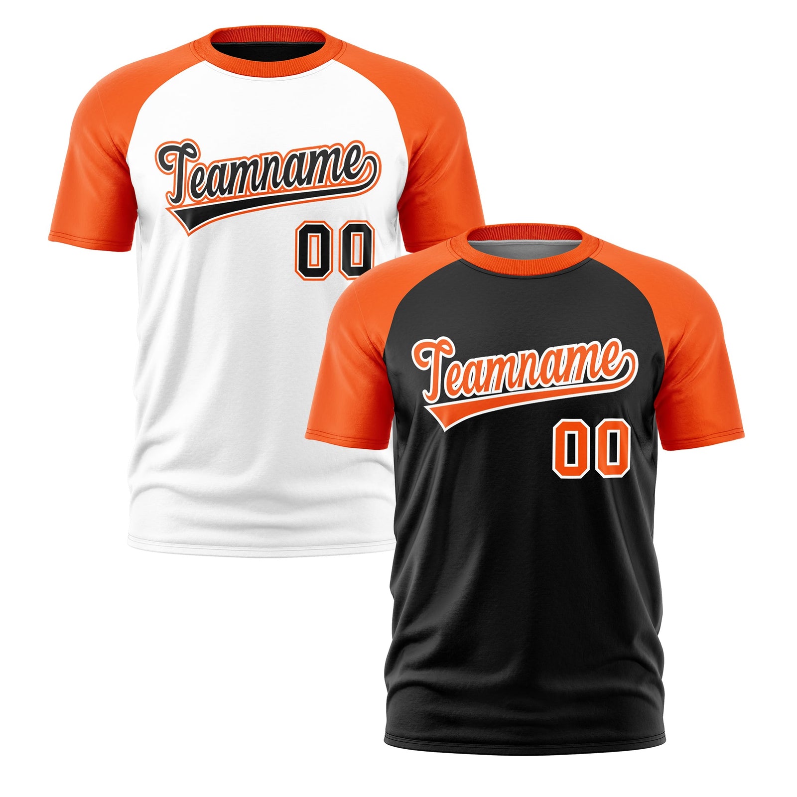 Custom Black Orange White Reversible Raglan Sleeves Quick Dry T-shirt| KXKSHOP