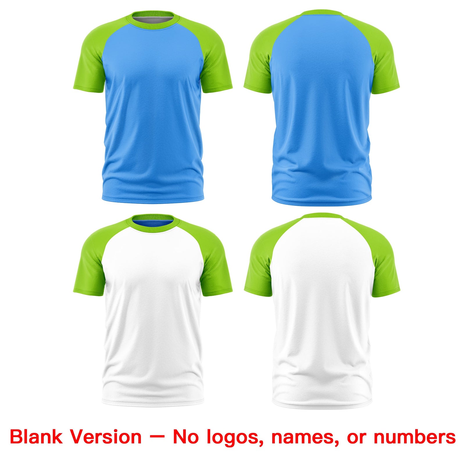 Custom Powder Blue Neon Green White Reversible Raglan Sleeves Quick Dry T-shirt| KXKSHOP