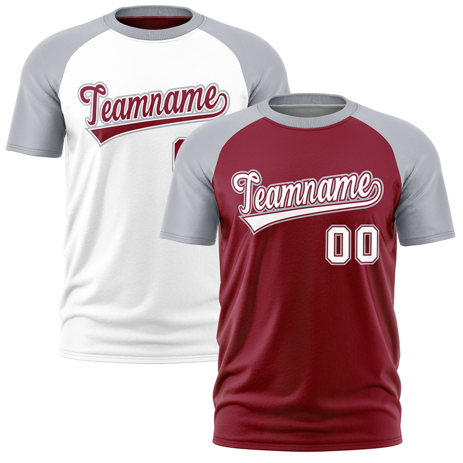 Custom Crimson Silver White Reversible Raglan Sleeves Moisture-Wicking T-shirt| KXKSHOP