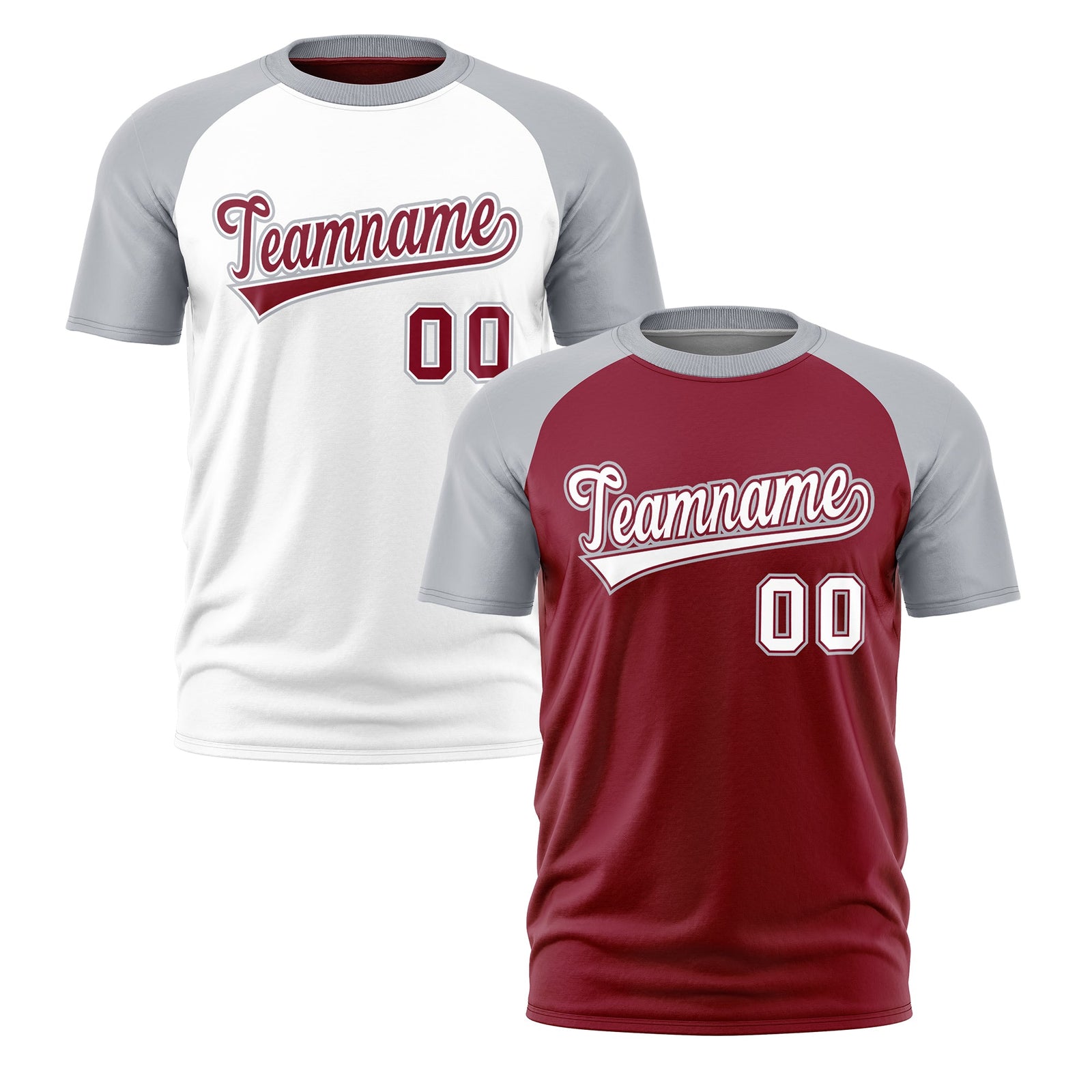 Custom Crimson Silver White Reversible Raglan Sleeves Moisture-Wicking T-shirt| KXKSHOP
