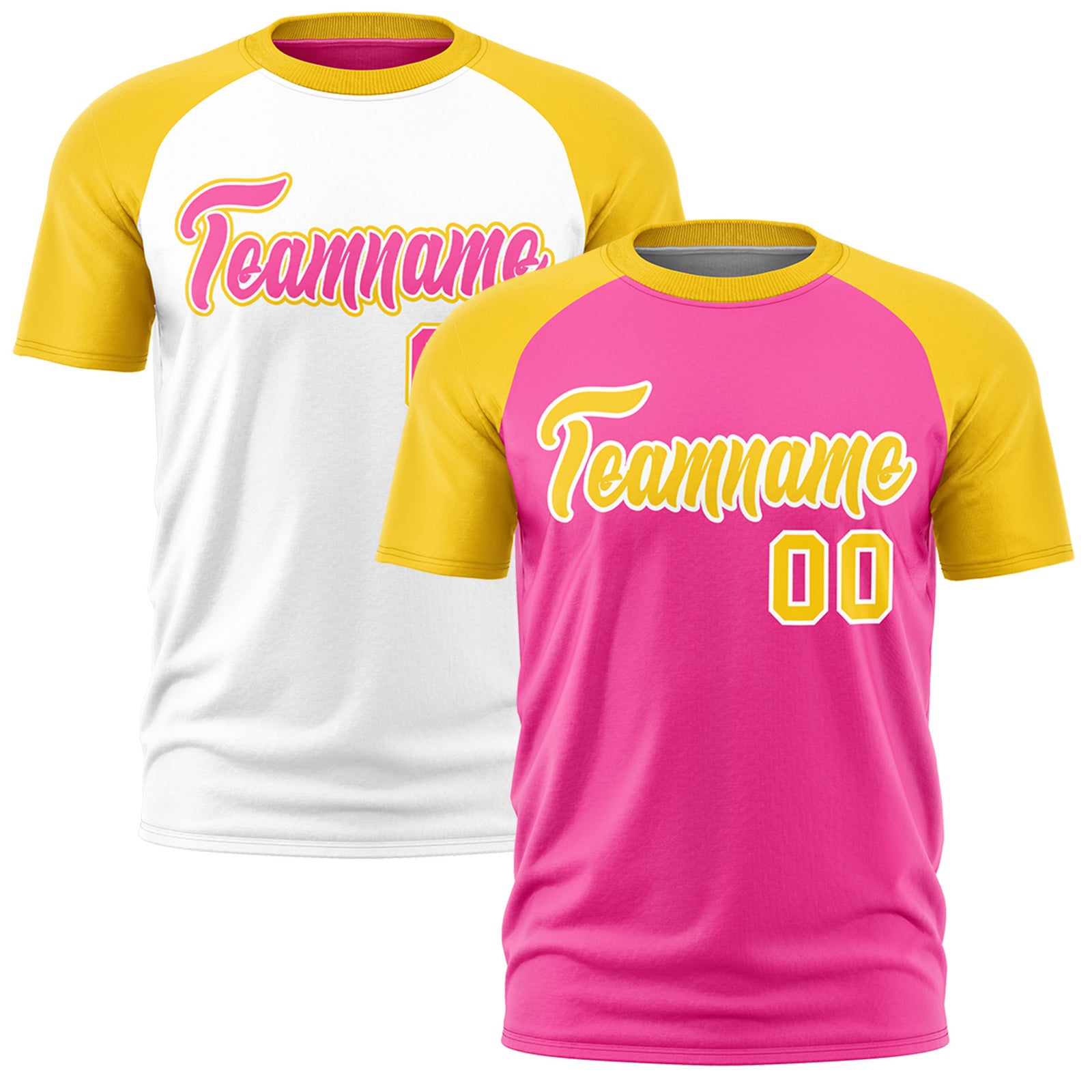 Custom Pink Gold White Reversible Raglan Sleeves Quick Dry T-shirt| KXKSHOP