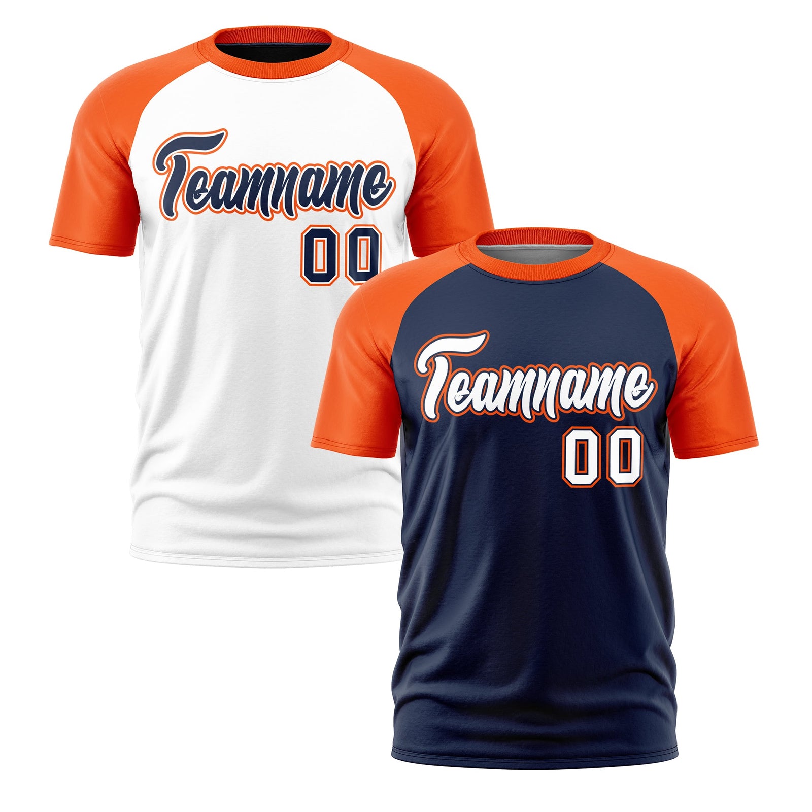 Custom Navy Orange White Reversible Raglan Sleeves Moisture-Wicking T-shirt| KXKSHOP