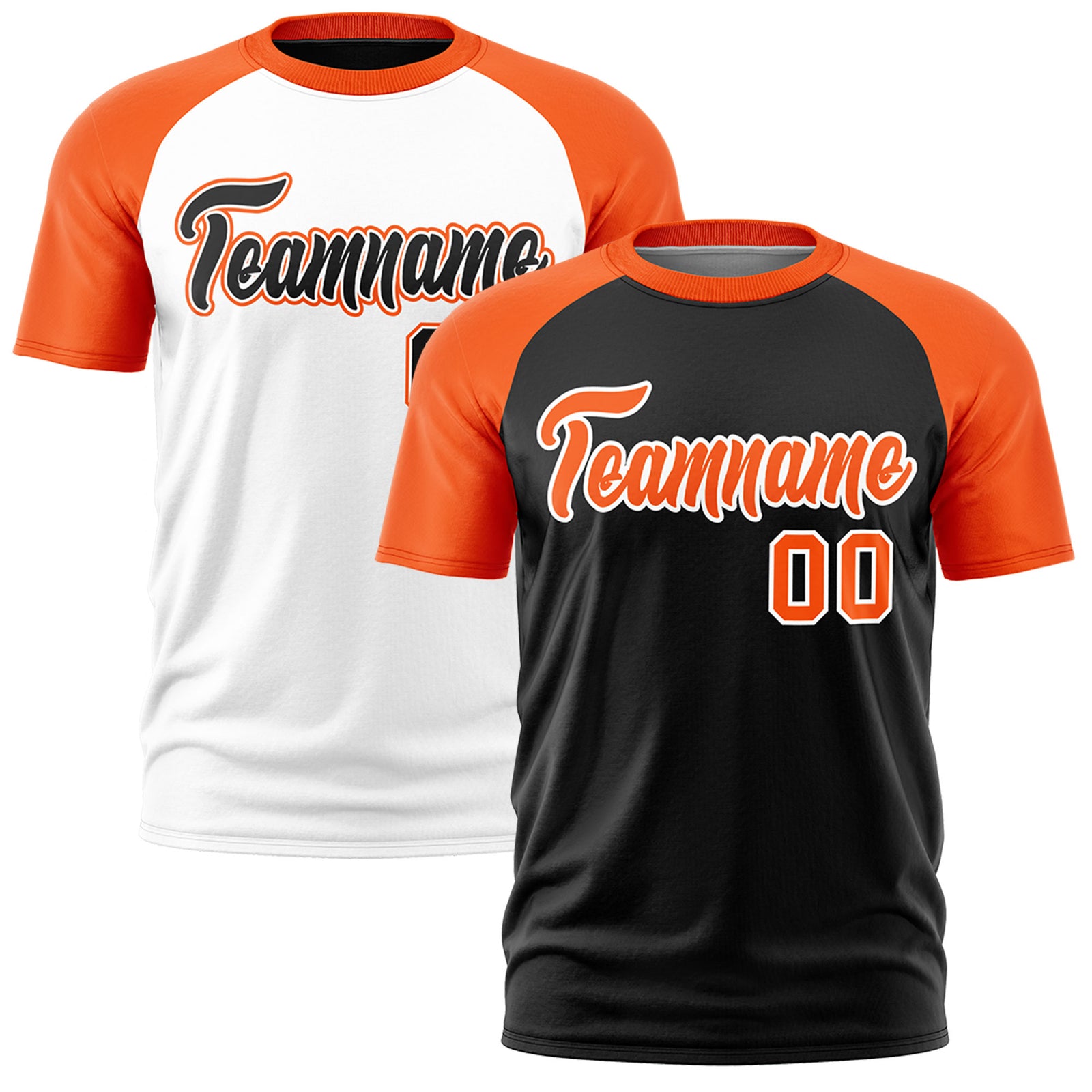 Custom Black Orange White Reversible Raglan Sleeves Quick Dry T-shirt| KXKSHOP