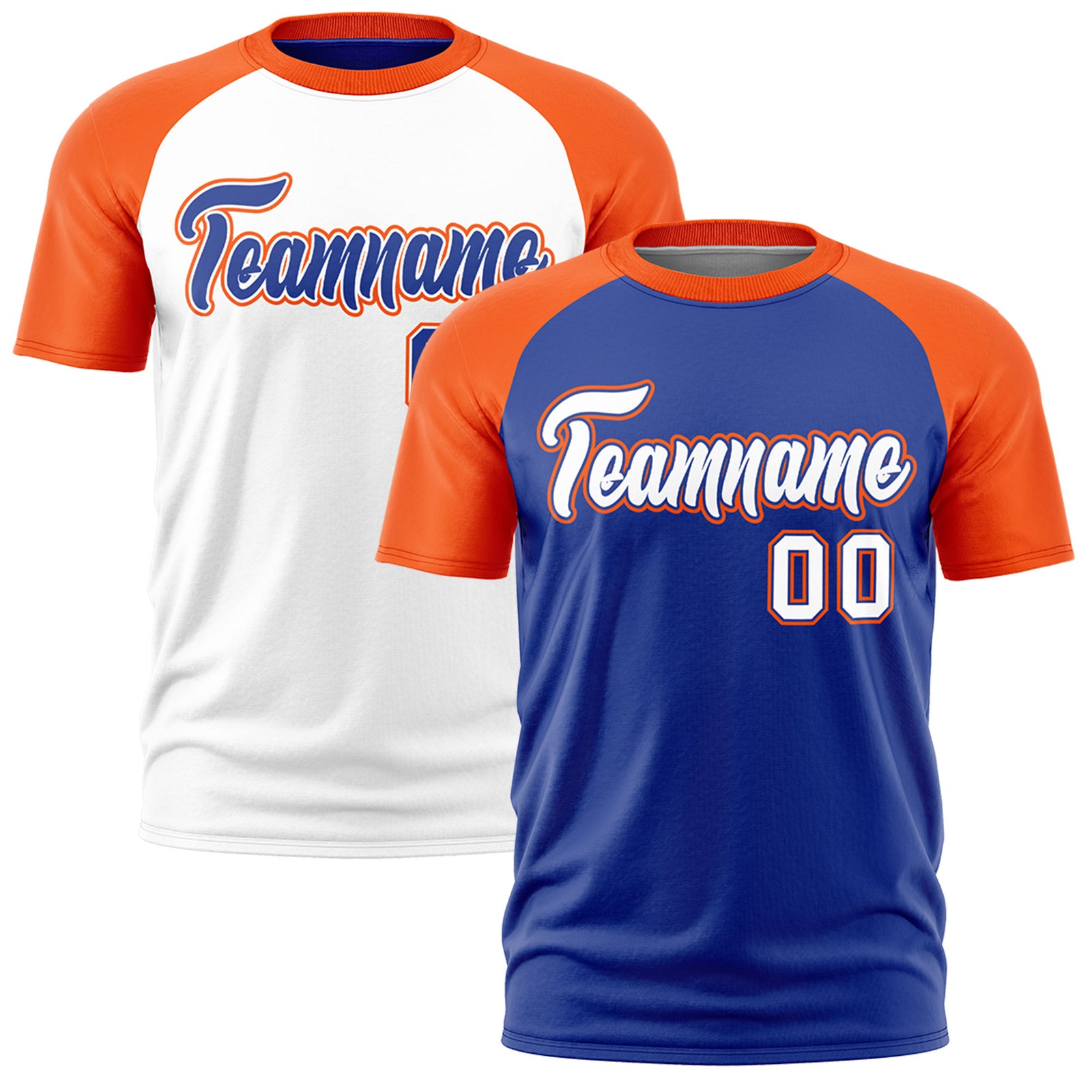 Custom Royal Blue Orange White Reversible Raglan Sleeves Moisture-Wicking T-shirt| KXKSHOP
