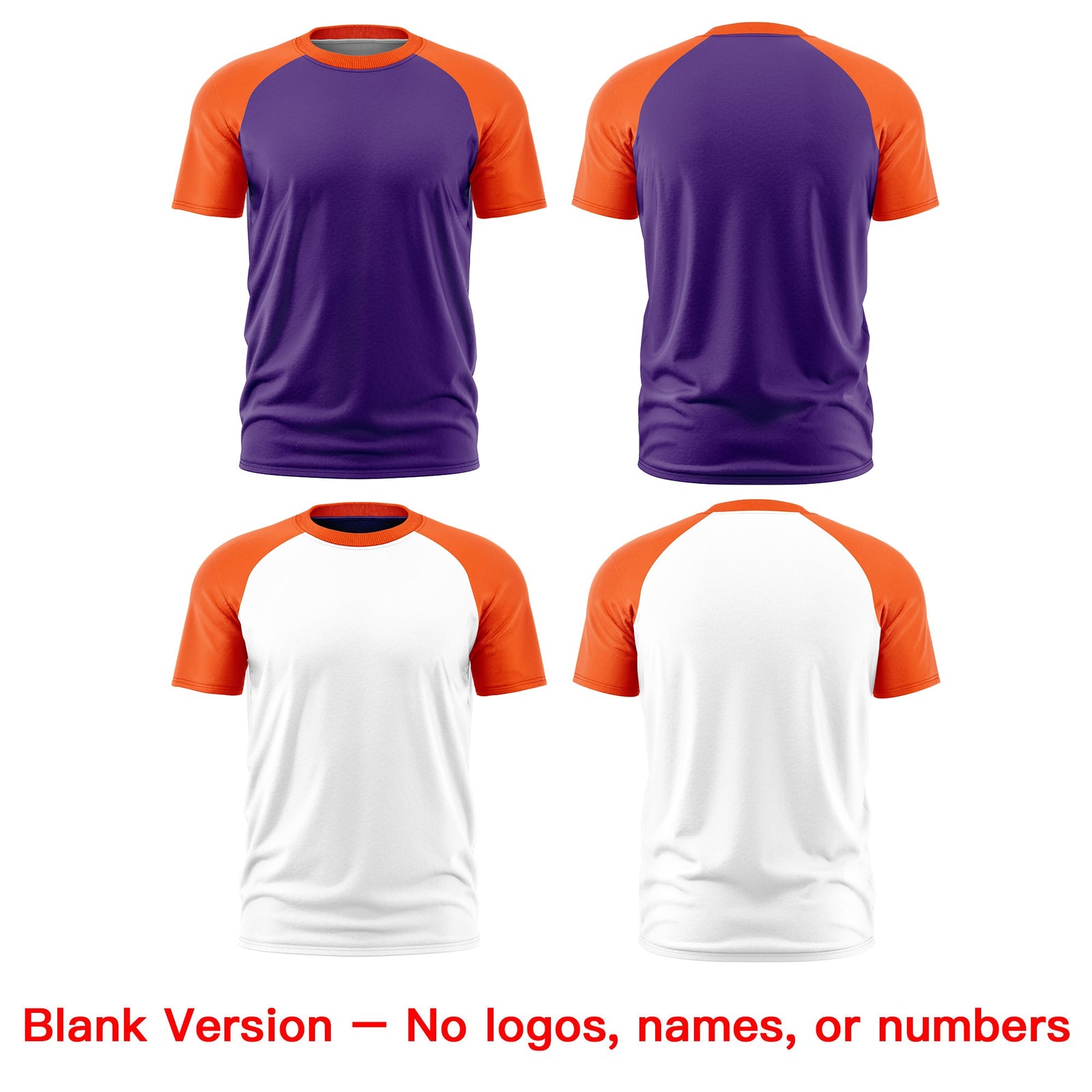 Custom Purple Orange White Reversible Raglan Sleeves Moisture-Wicking T-shirt| KXKSHOP