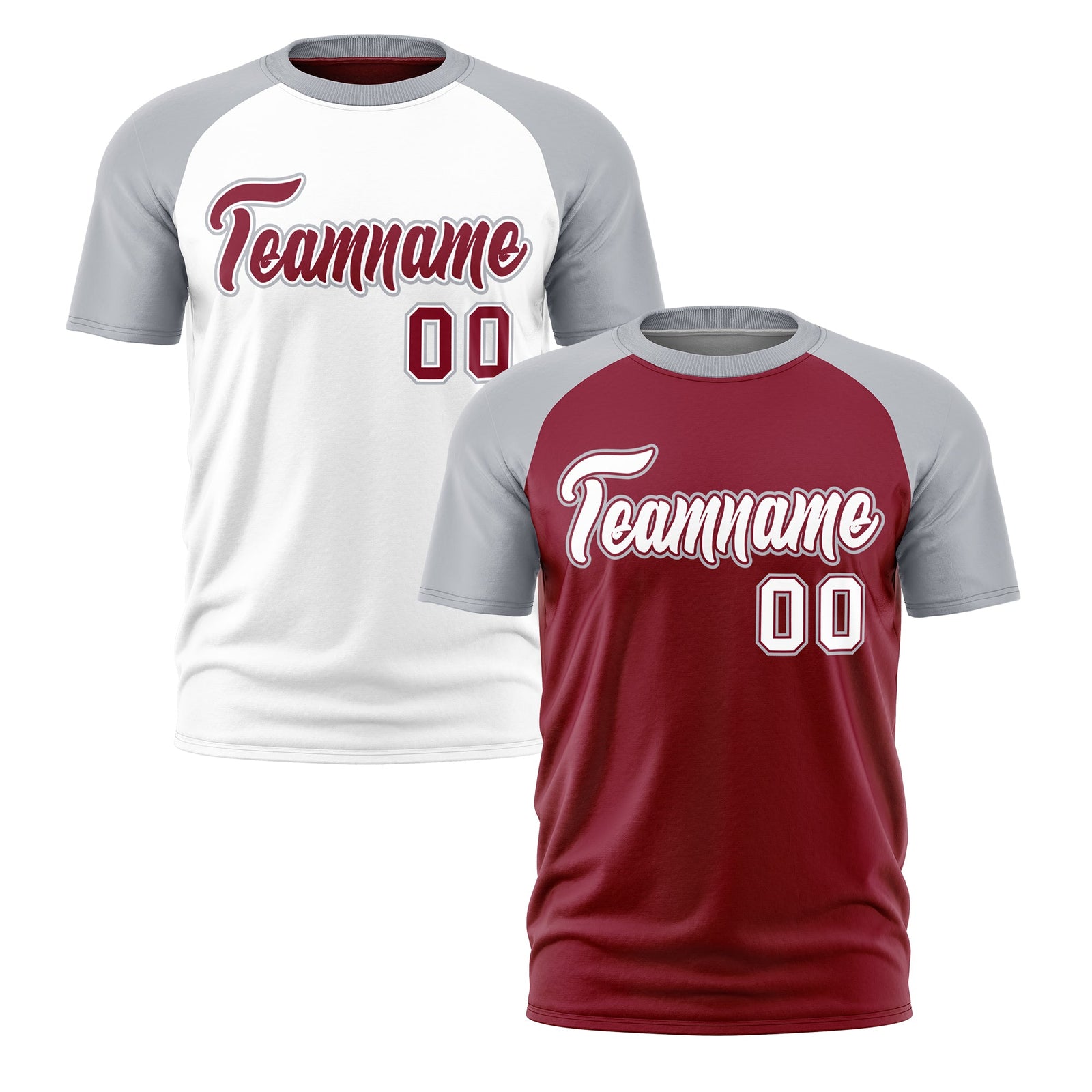 Custom Crimson Silver White Reversible Raglan Sleeves Moisture-Wicking T-shirt| KXKSHOP
