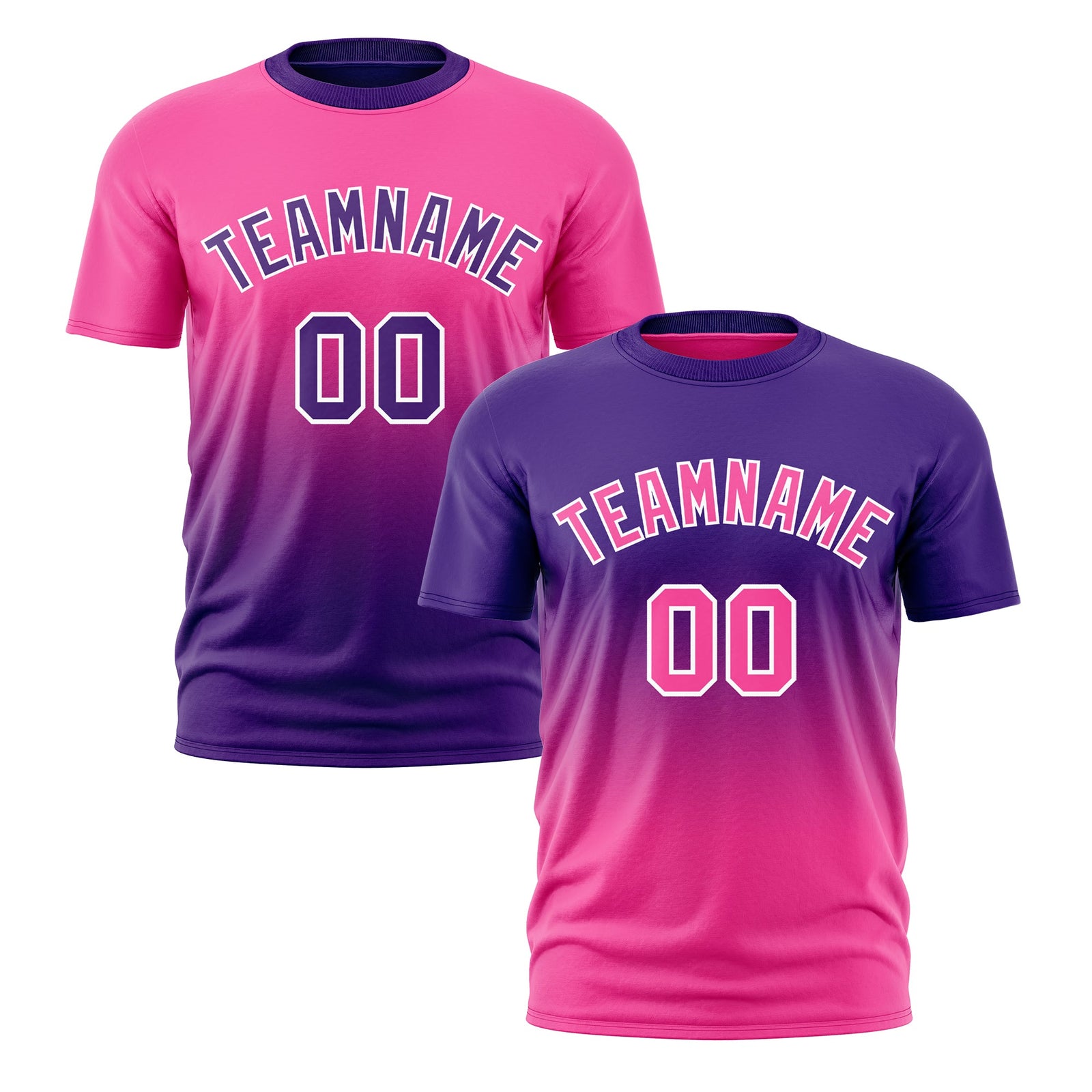 Custom Purple Pink Gradient Fashion Reversible Lightweight T-shirt| KXKSHOP