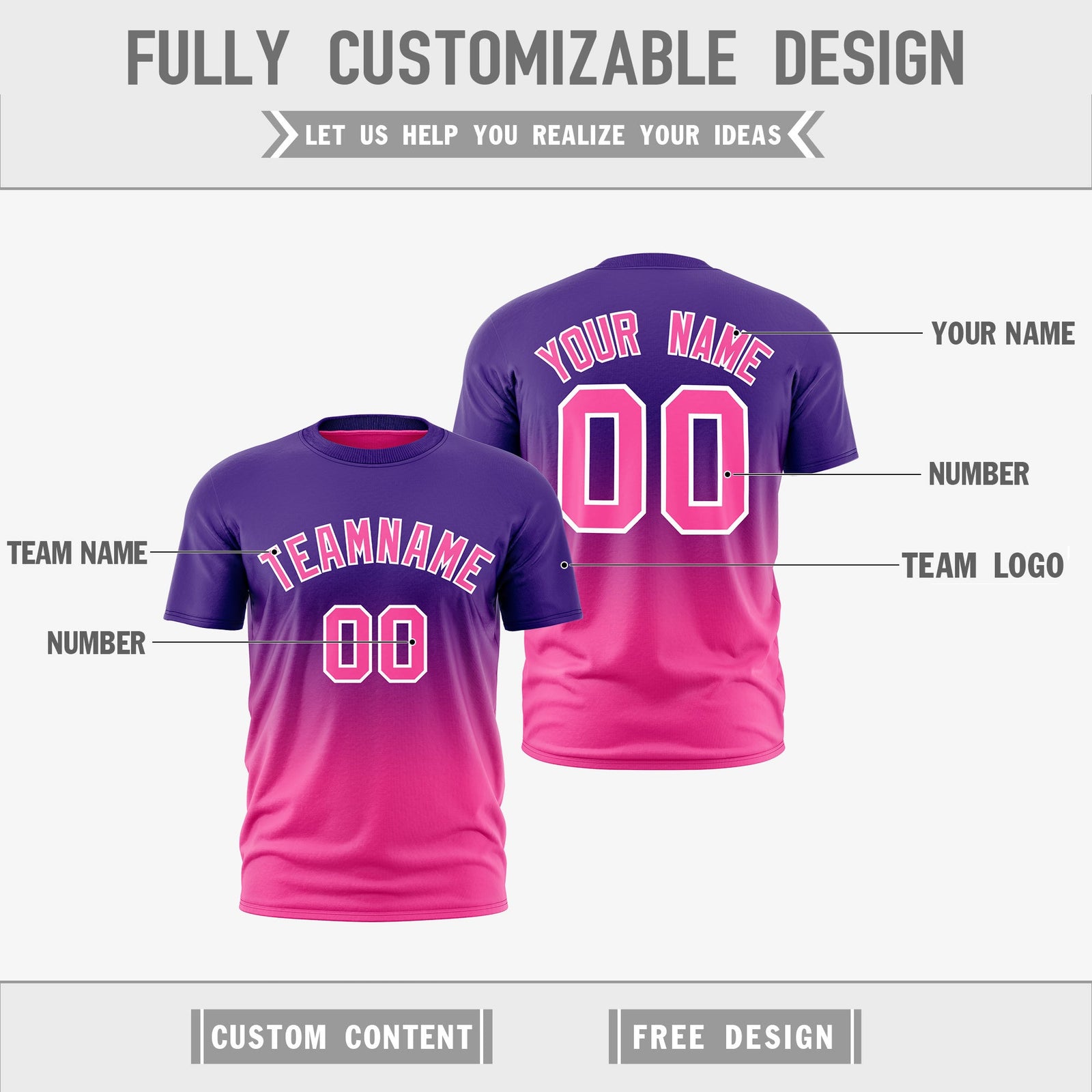 Custom Purple Pink Gradient Fashion Reversible Lightweight T-shirt| KXKSHOP