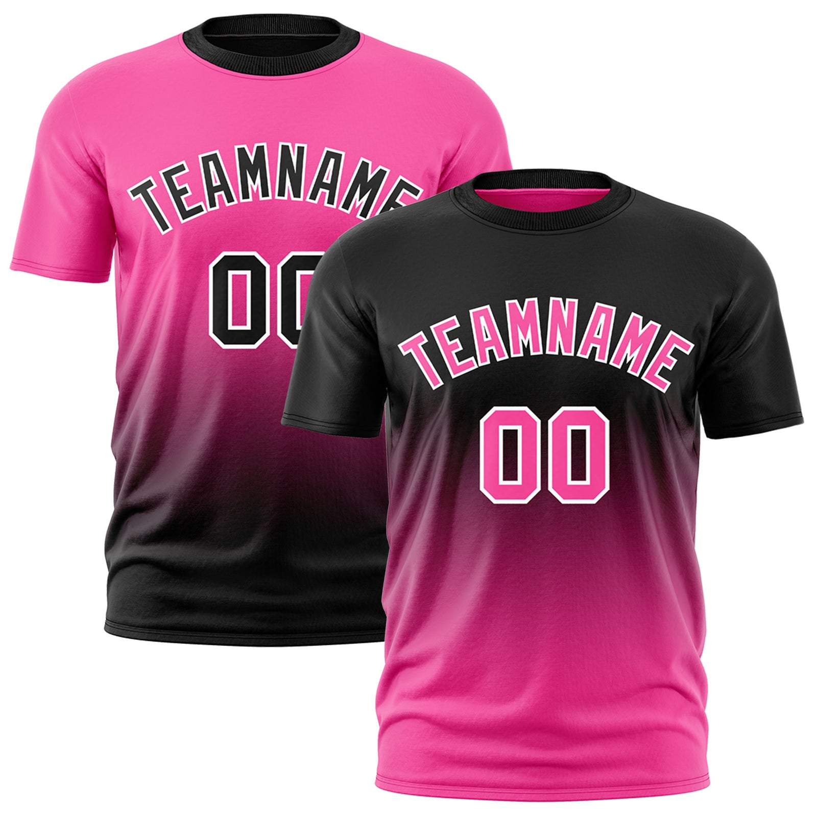 Custom Pink Black Gradient Fashion Reversible Quick Dry T-shirt| KXKSHOP