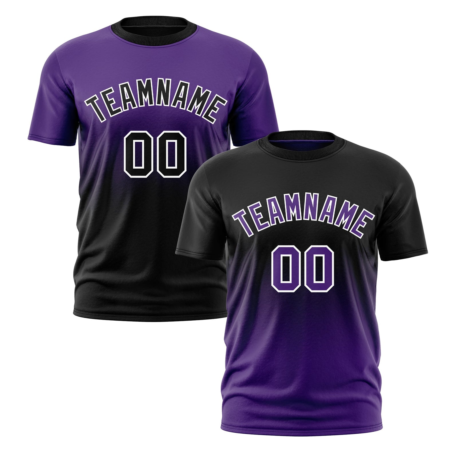 Custom Black Purple Purple Gradient Fashion Reversible Lightweight T-shirt| KXKSHOP