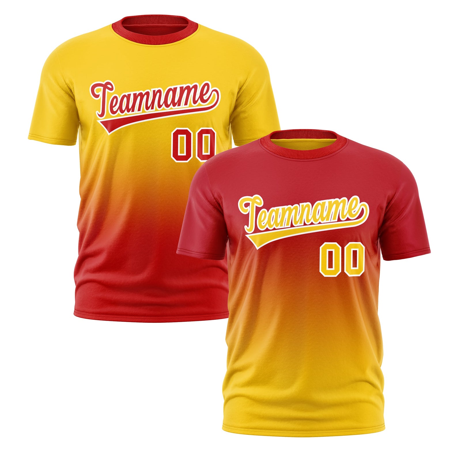 Custom Red Gold Gradient Fashion Reversible Quick Dry T-shirt| KXKSHOP