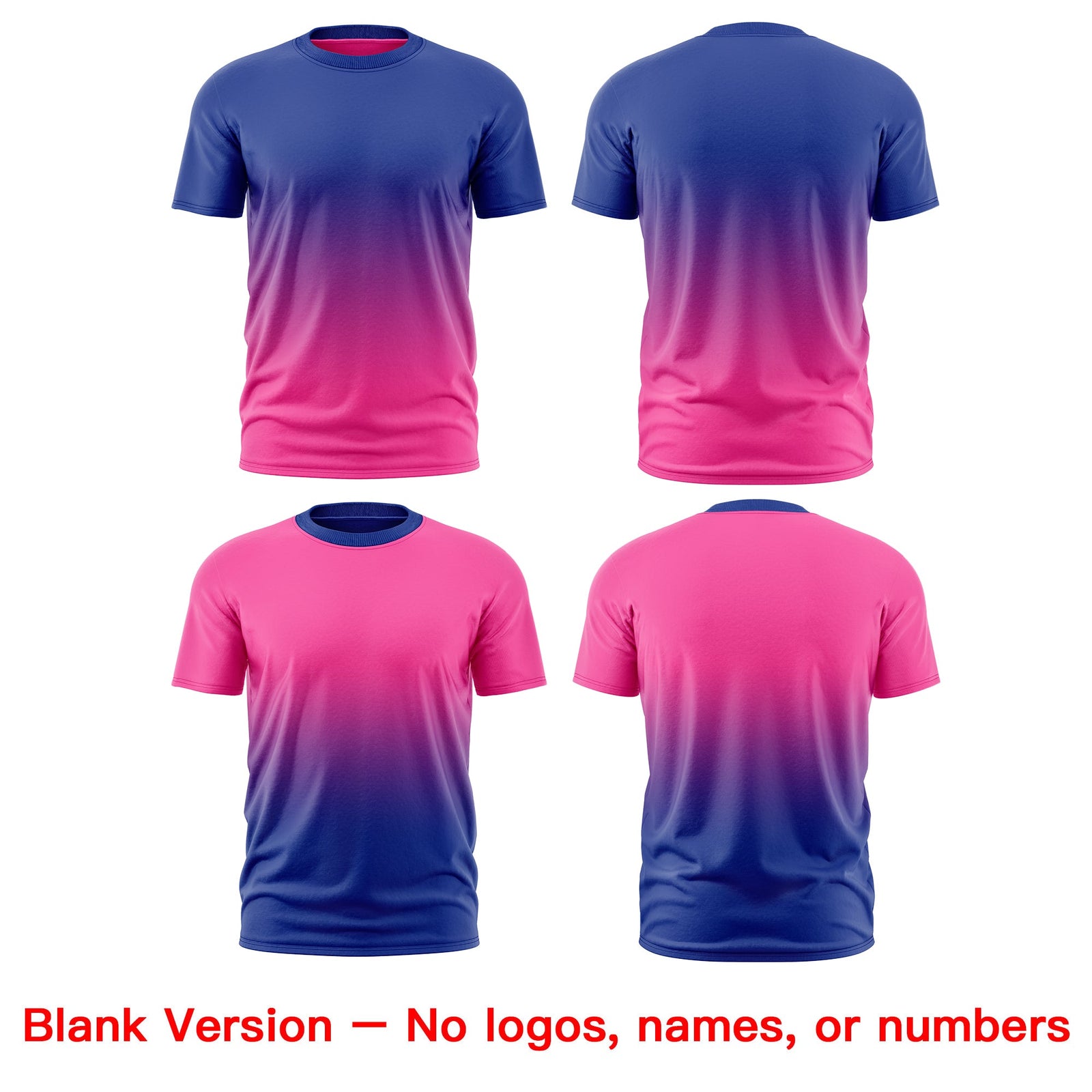 Custom Pink Royal Blue Gradient Fashion Reversible Quick Dry T-shirt| KXKSHOP