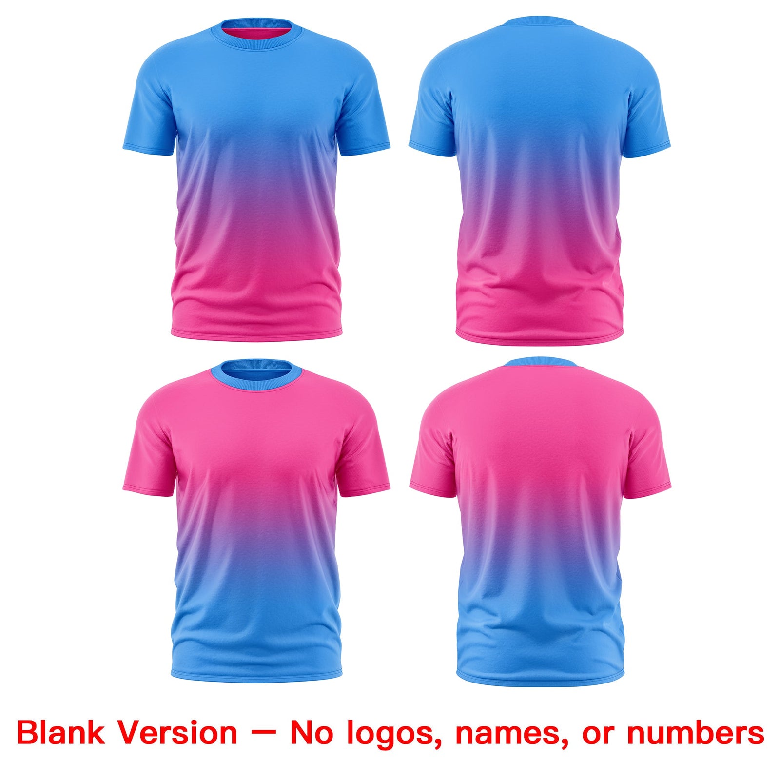 Custom Powder Blue Pink Gradient Fashion Reversible Lightweight T-shirt| KXKSHOP