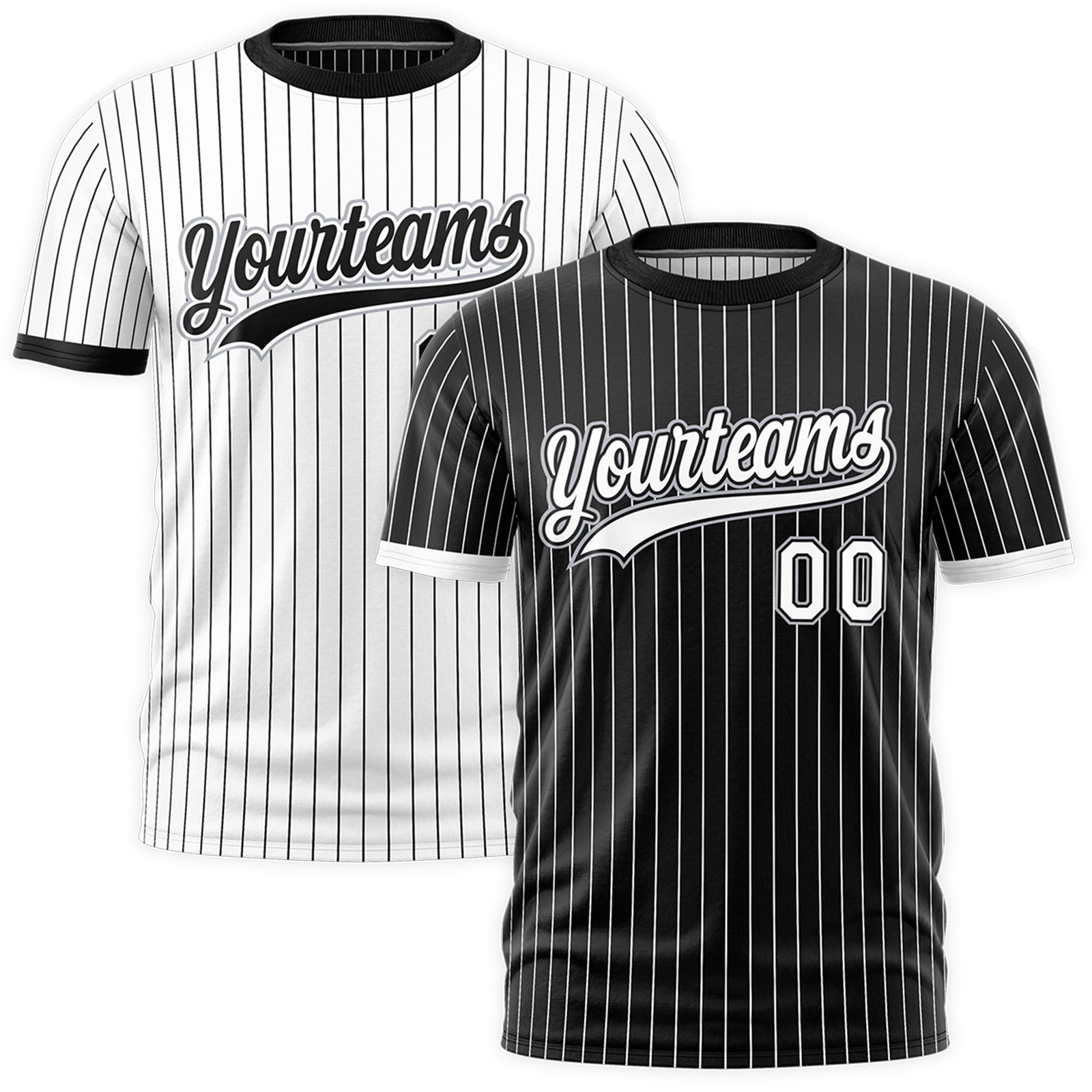 Custom White Black Silver Reversible Stripe Fashion T-shirt| KXKSHOP