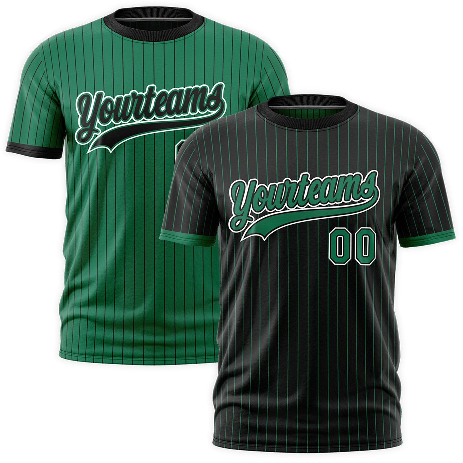 Custom Kelly Green Black White Reversible Stripe Fashion T-shirt| KXKSHOP