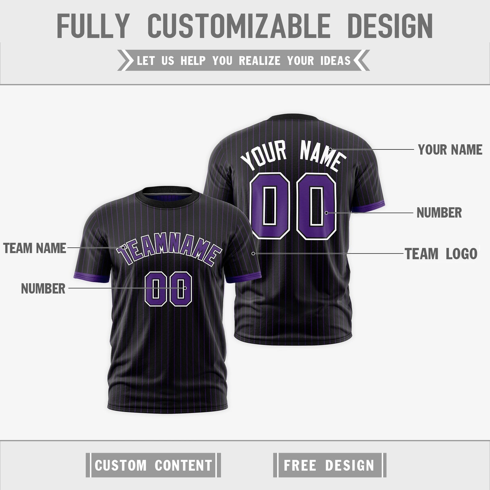 Custom Purple Black White Reversible Stripe Fashion T-shirt| KXKSHOP
