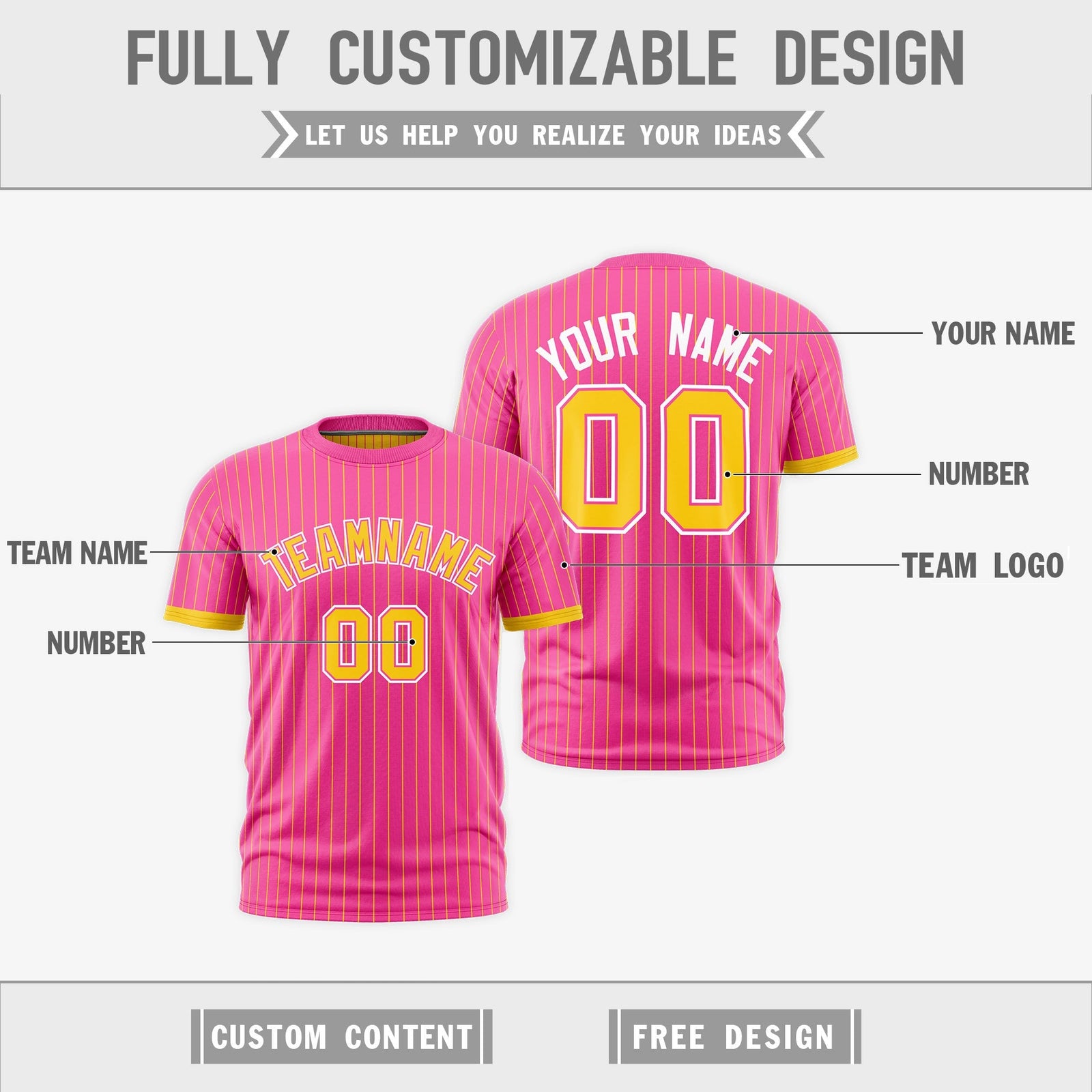 Custom Gold Pink White Reversible Stripe Fashion T-shirt| KXKSHOP