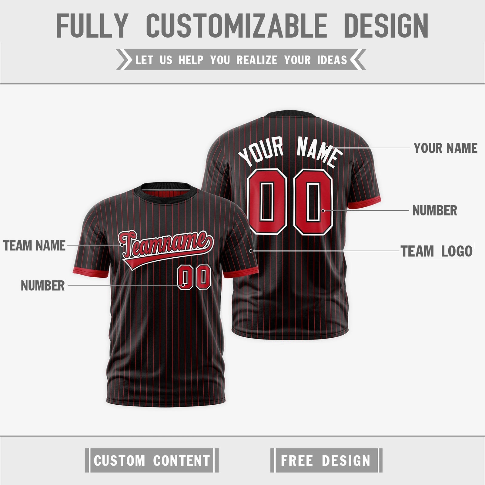 Custom Red Black White Reversible Stripe Fashion T-shirt| KXKSHOP